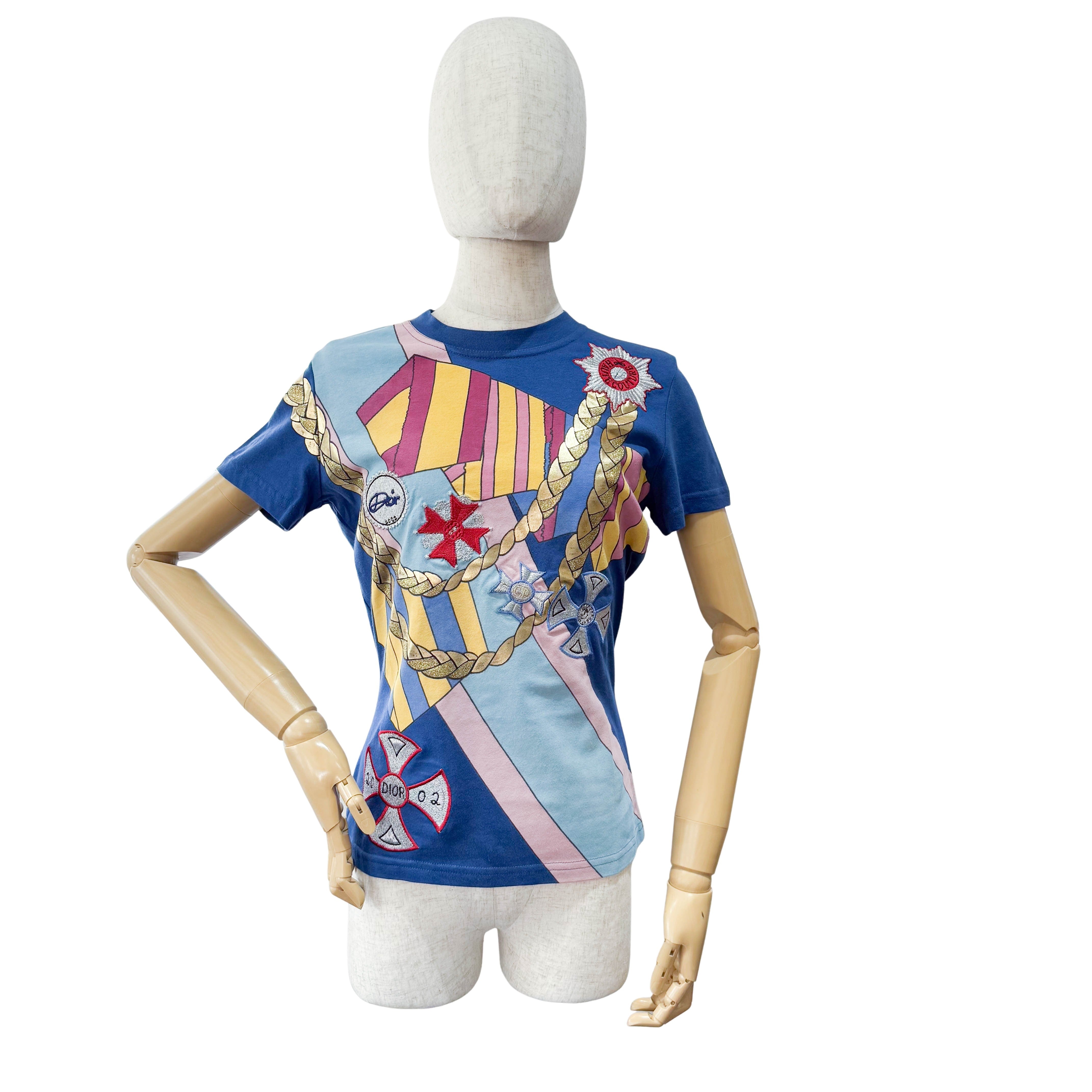 Haute Couture Size 8 Multi-colour Embroided Cotton T-Shirt