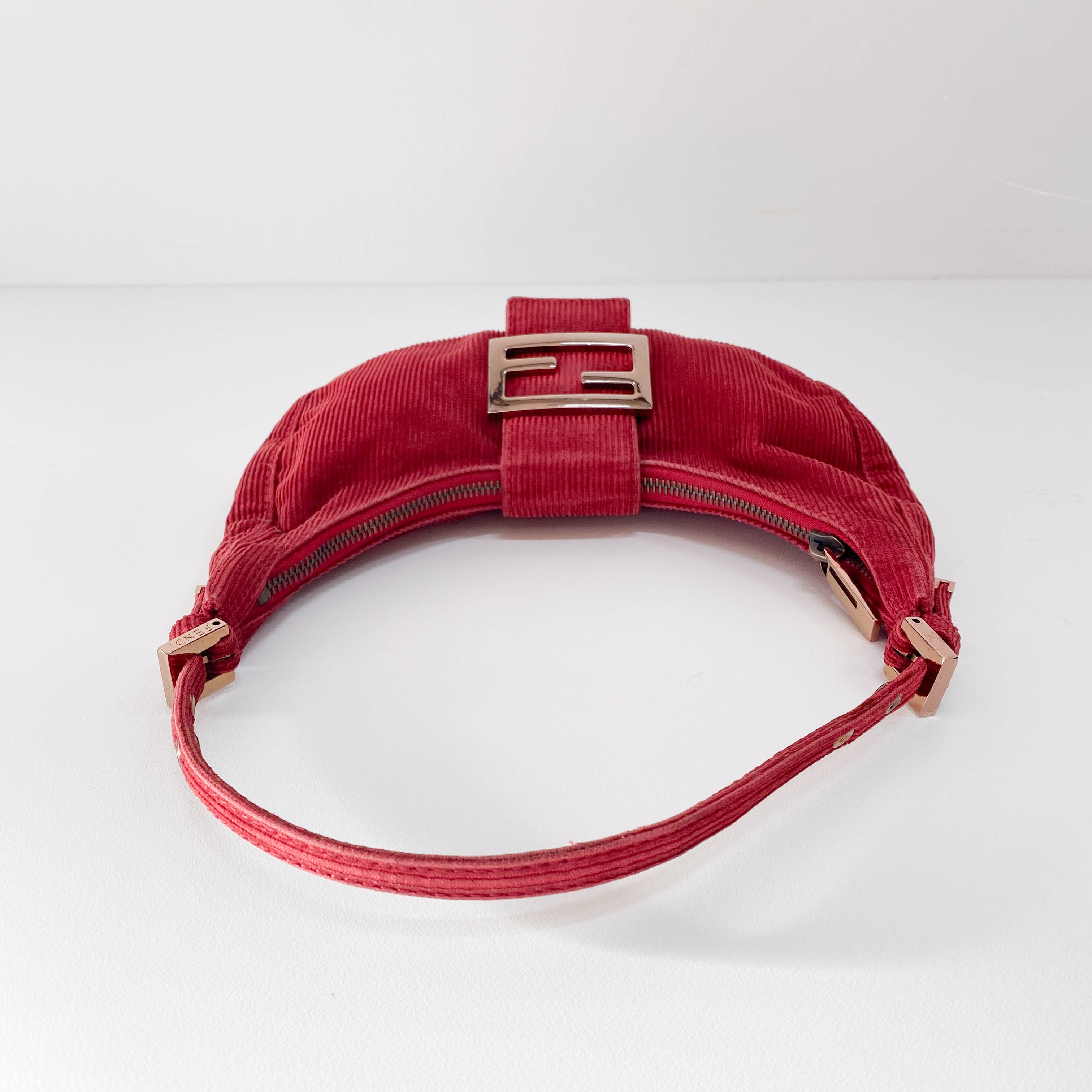 Croissant Red Corduroy Shoulder Bag