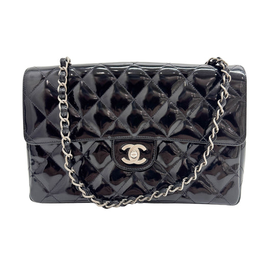 Classic Flap Black Patent Leather Shoulder Bag