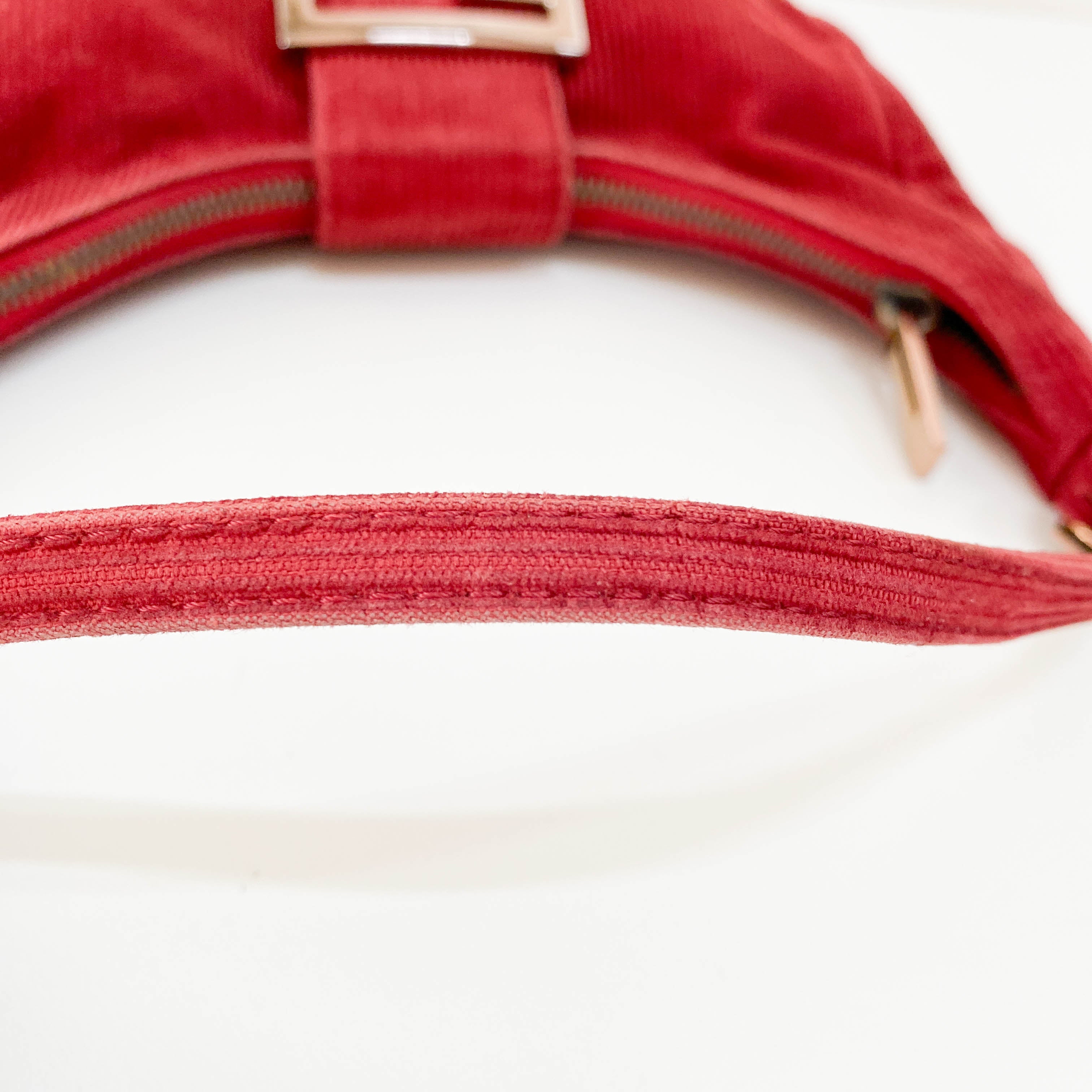 Croissant Red Corduroy Shoulder Bag