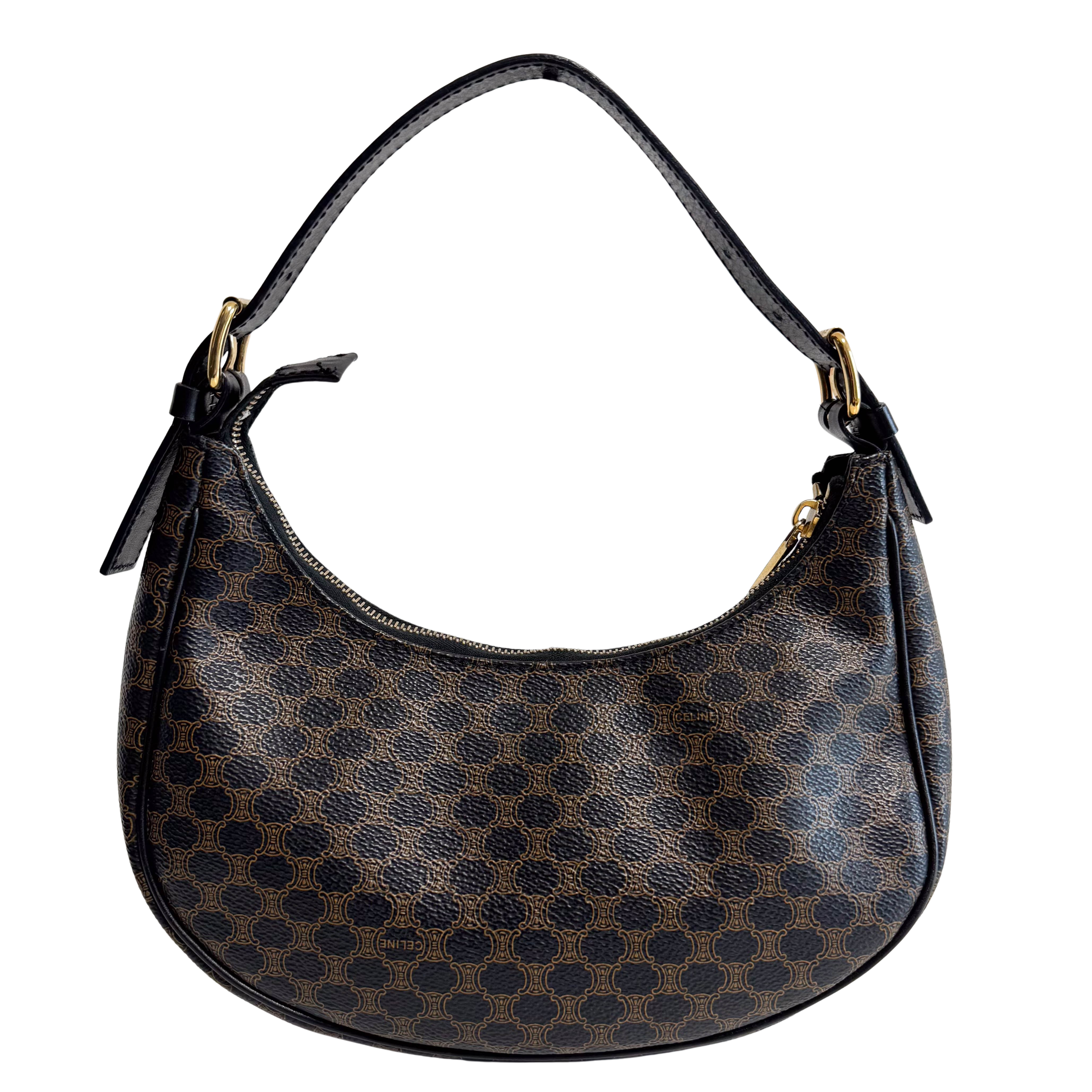 Ava Black Macadam Triomphe Hobo Shoulder Bag