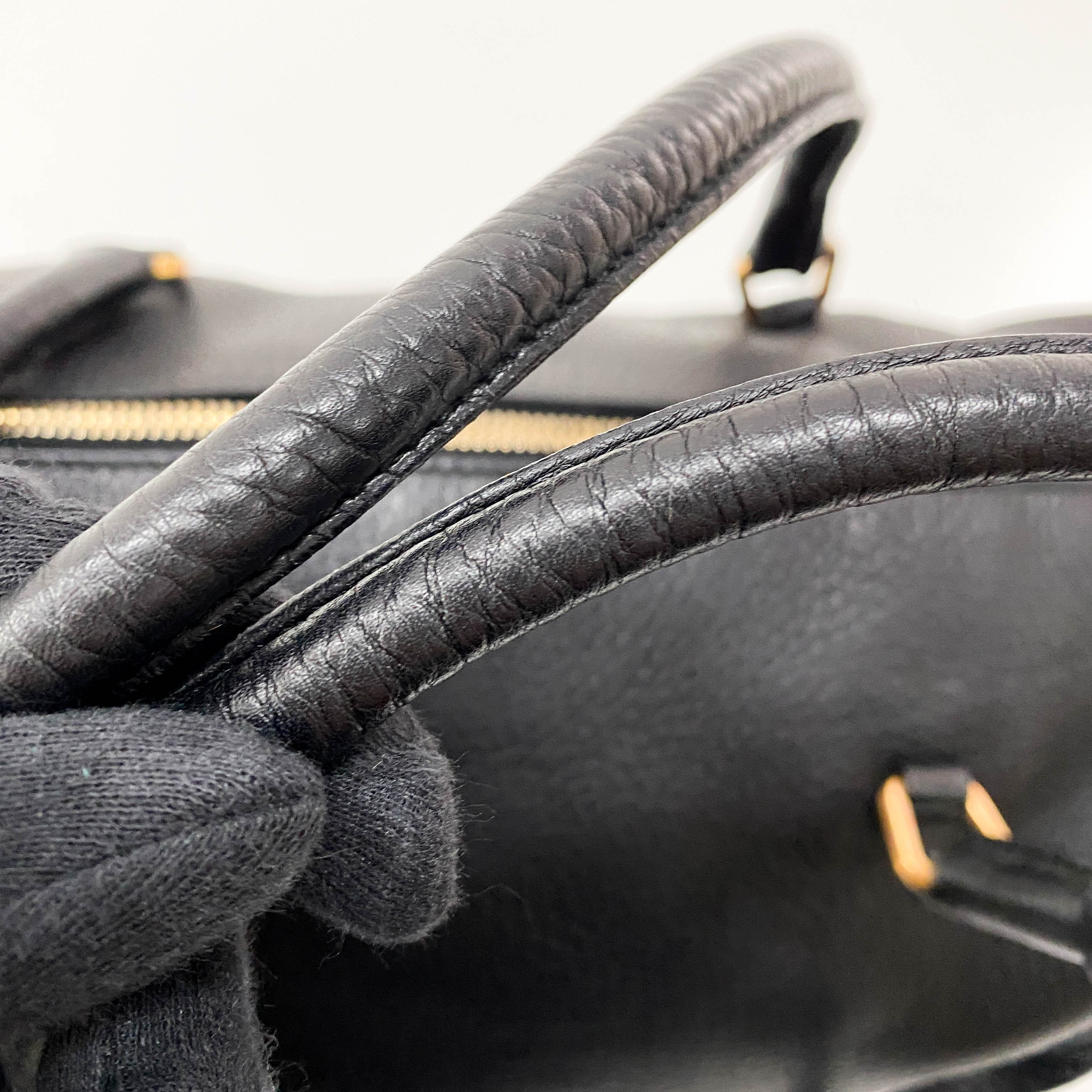 Bow Black Leather Top Handle Bag