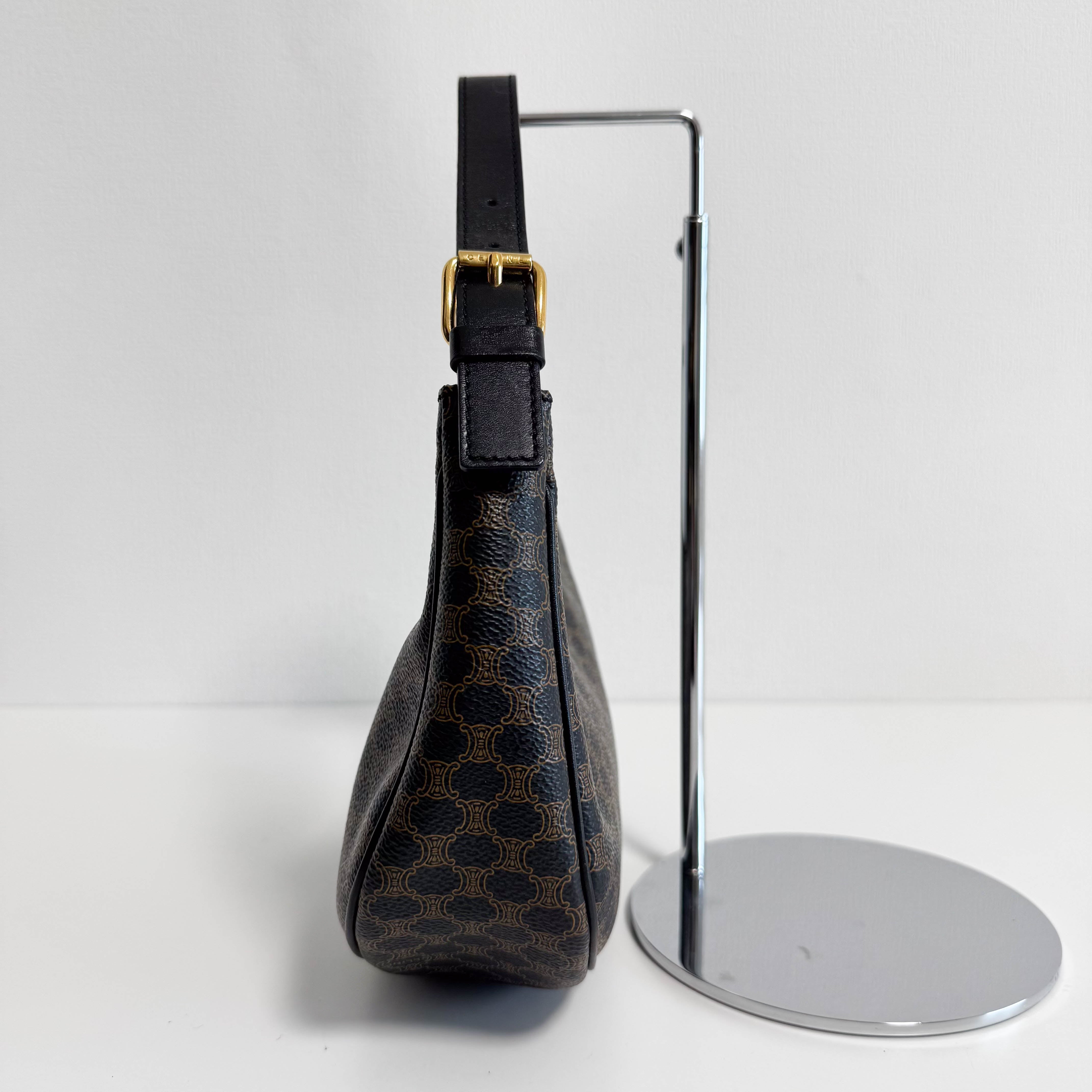 Ava Black Macadam Triomphe Hobo Shoulder Bag