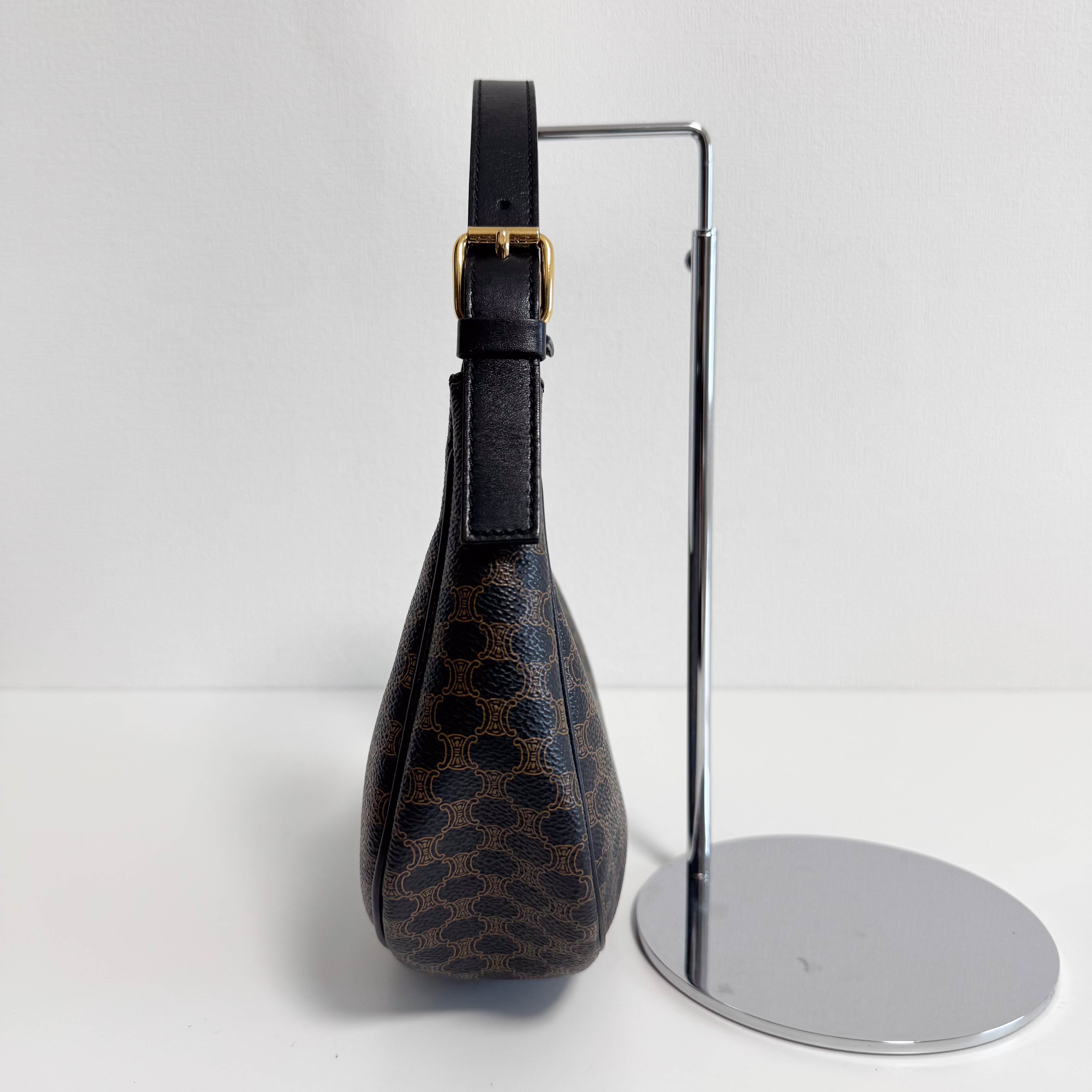 Ava Black Macadam Triomphe Hobo Shoulder Bag