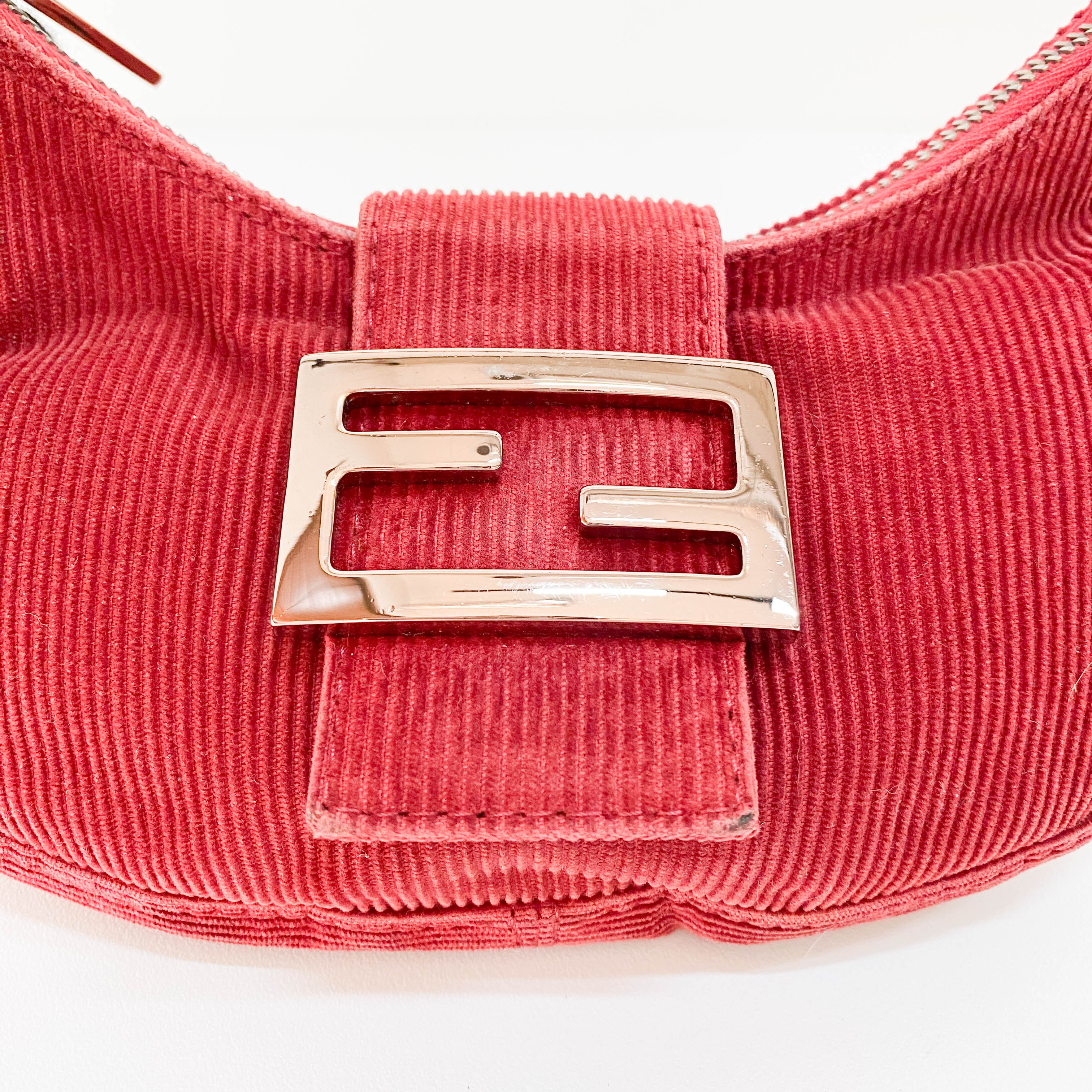 Croissant Red Corduroy Shoulder Bag