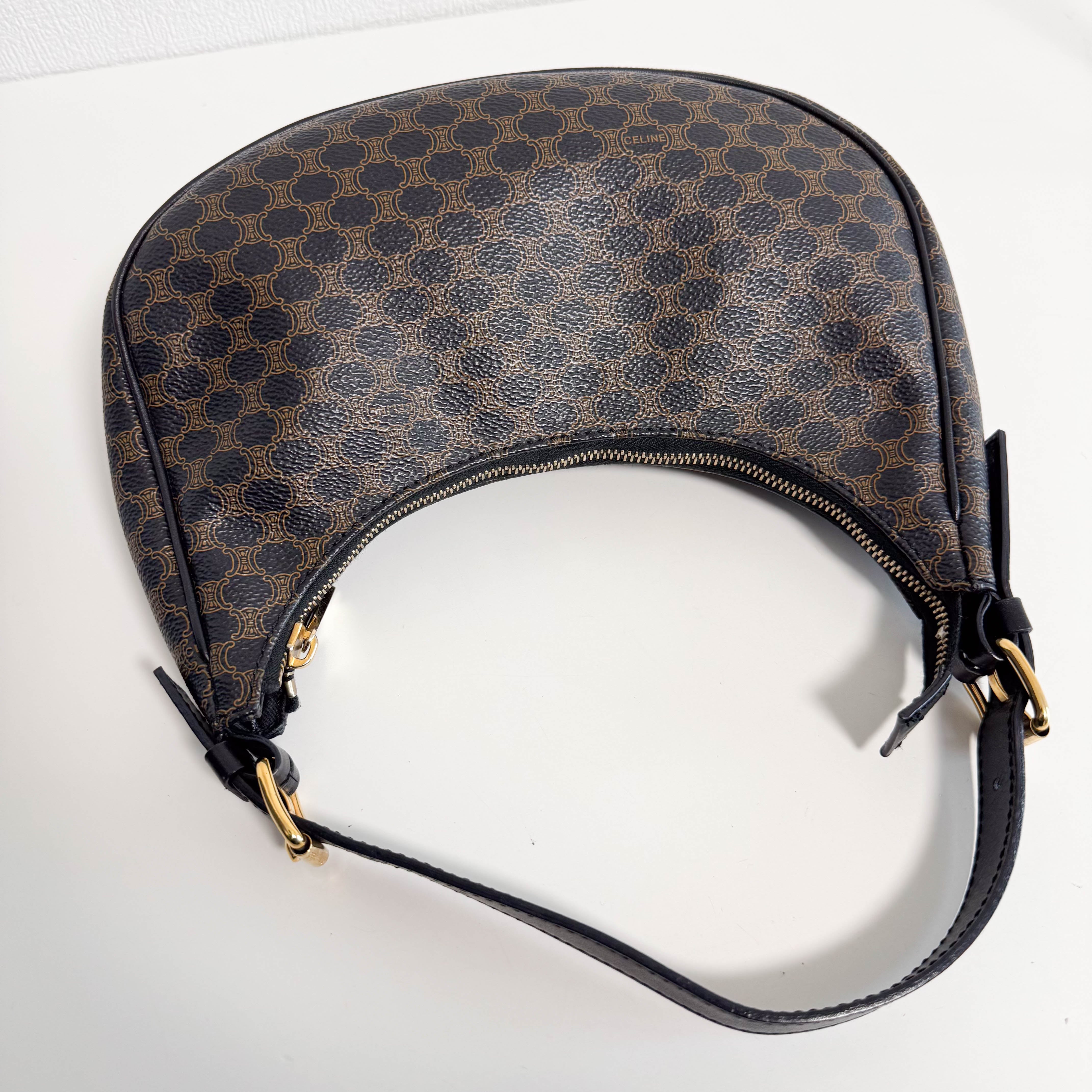 Ava Black Macadam Triomphe Hobo Shoulder Bag