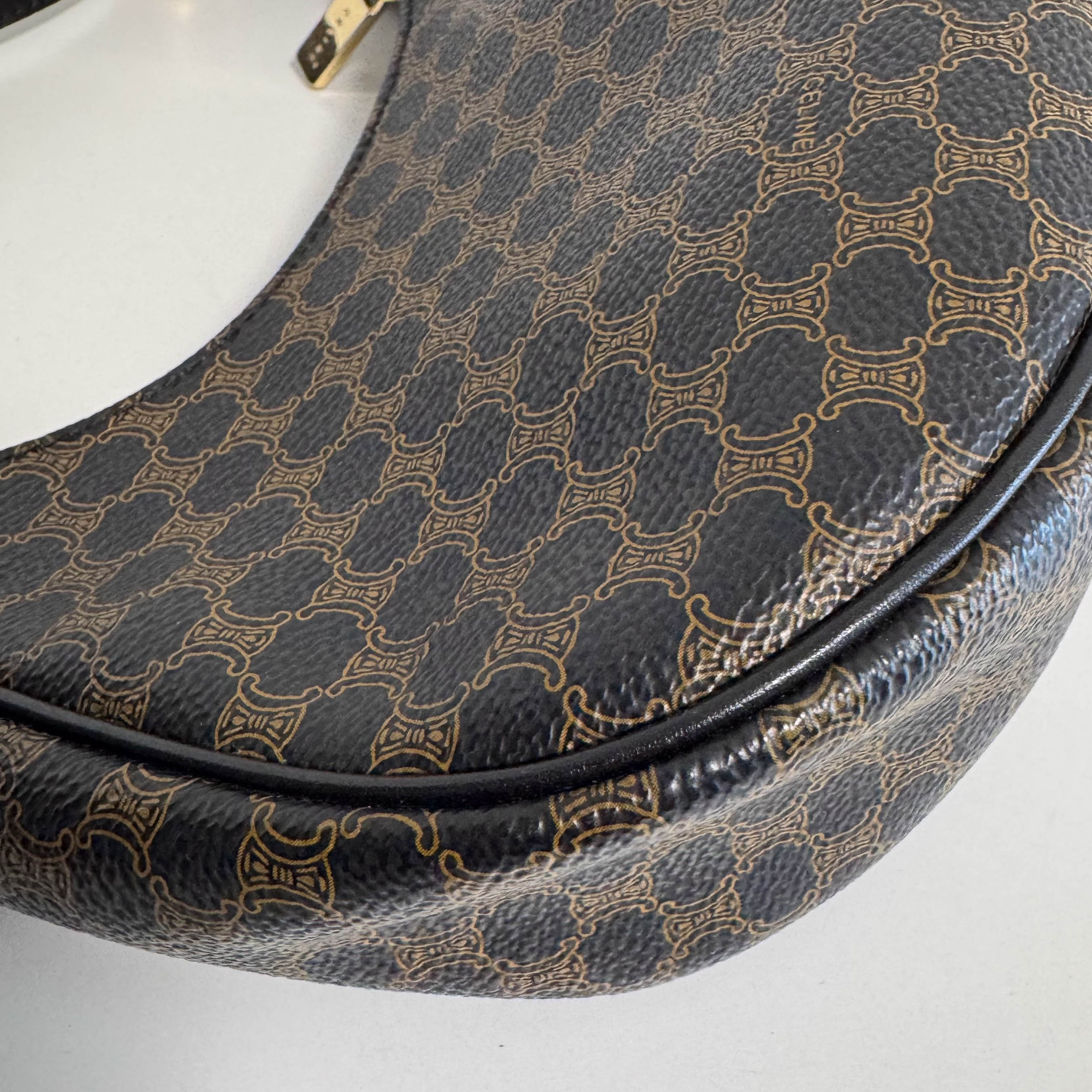 Ava Black Macadam Triomphe Hobo Shoulder Bag