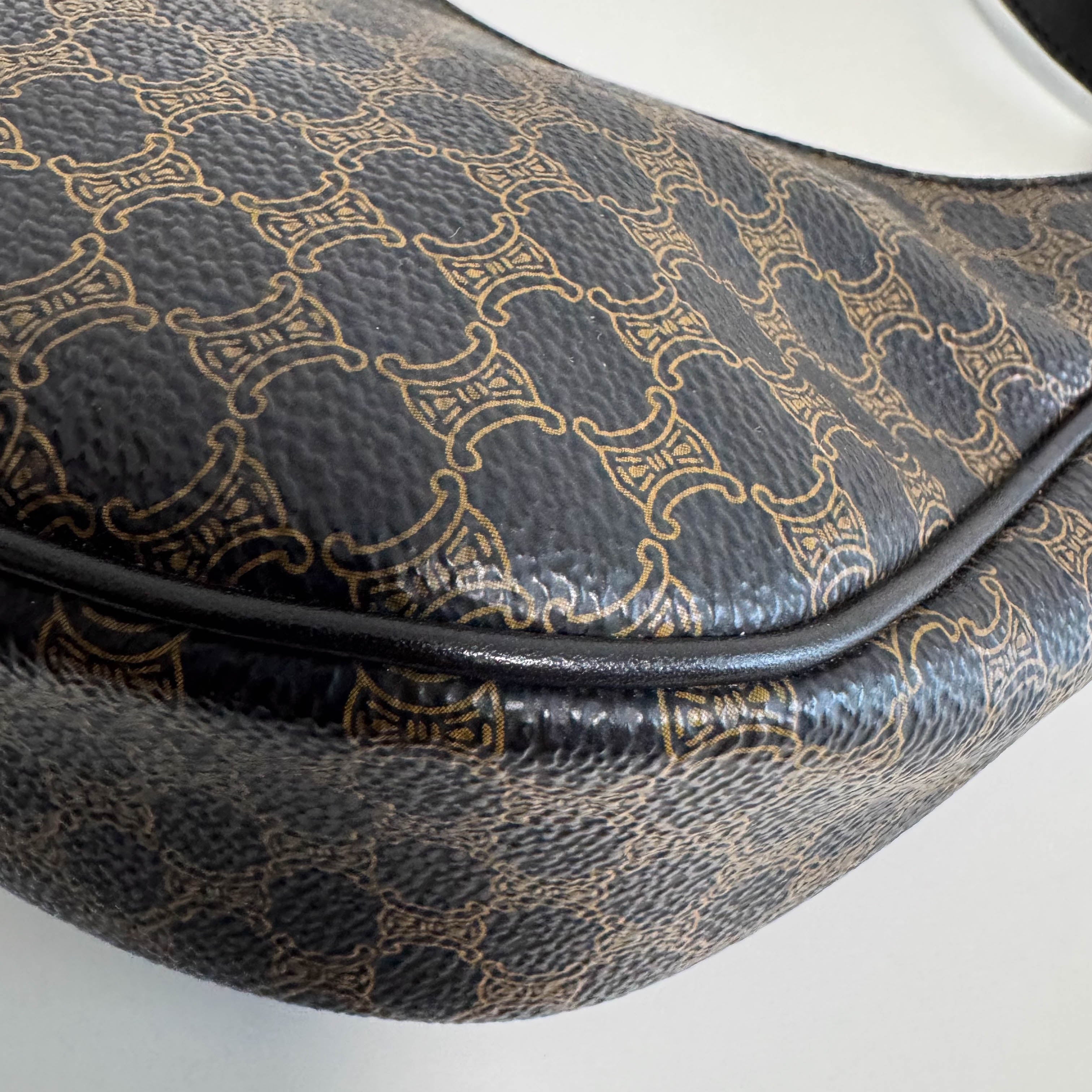 Ava Black Macadam Triomphe Hobo Shoulder Bag