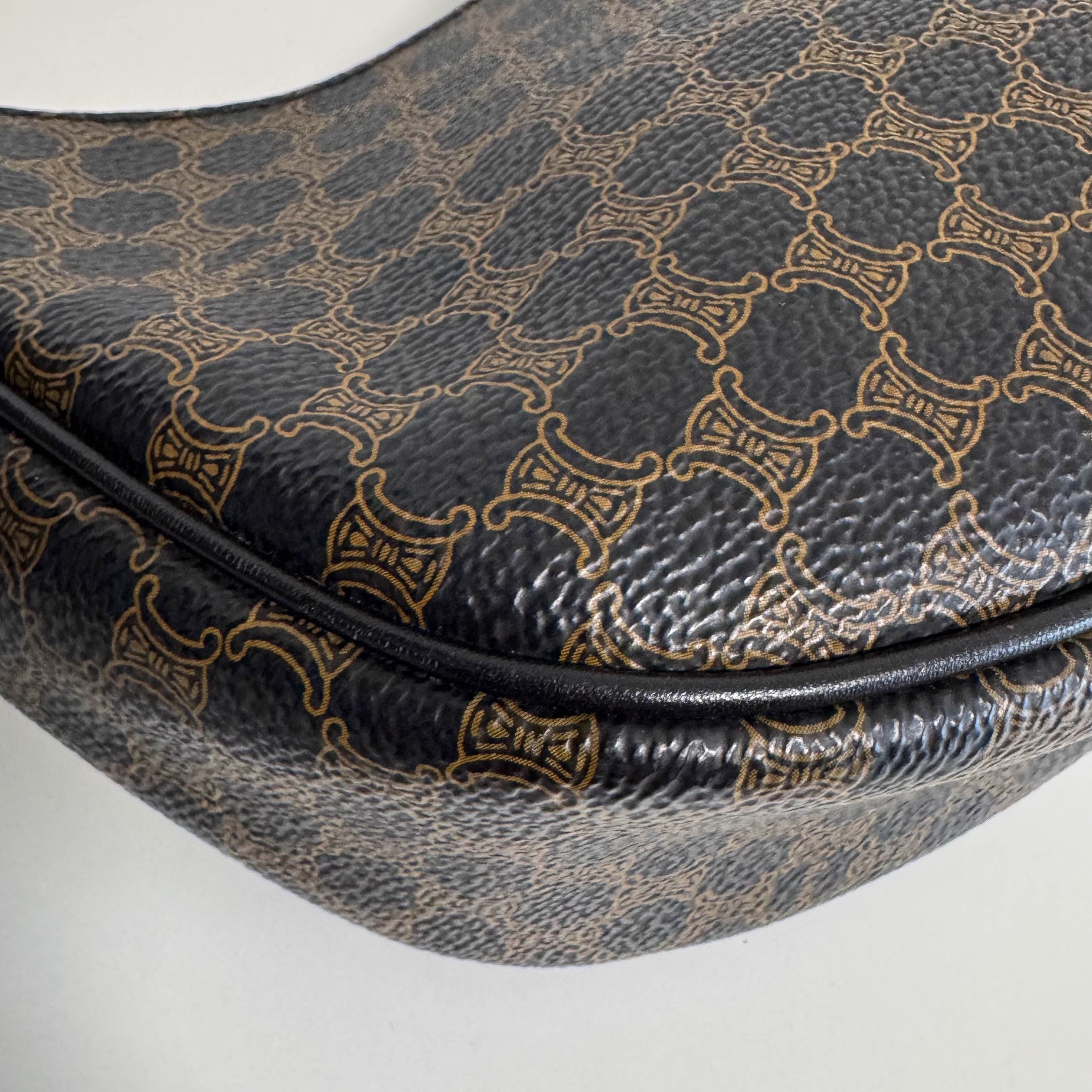 Ava Black Macadam Triomphe Hobo Shoulder Bag