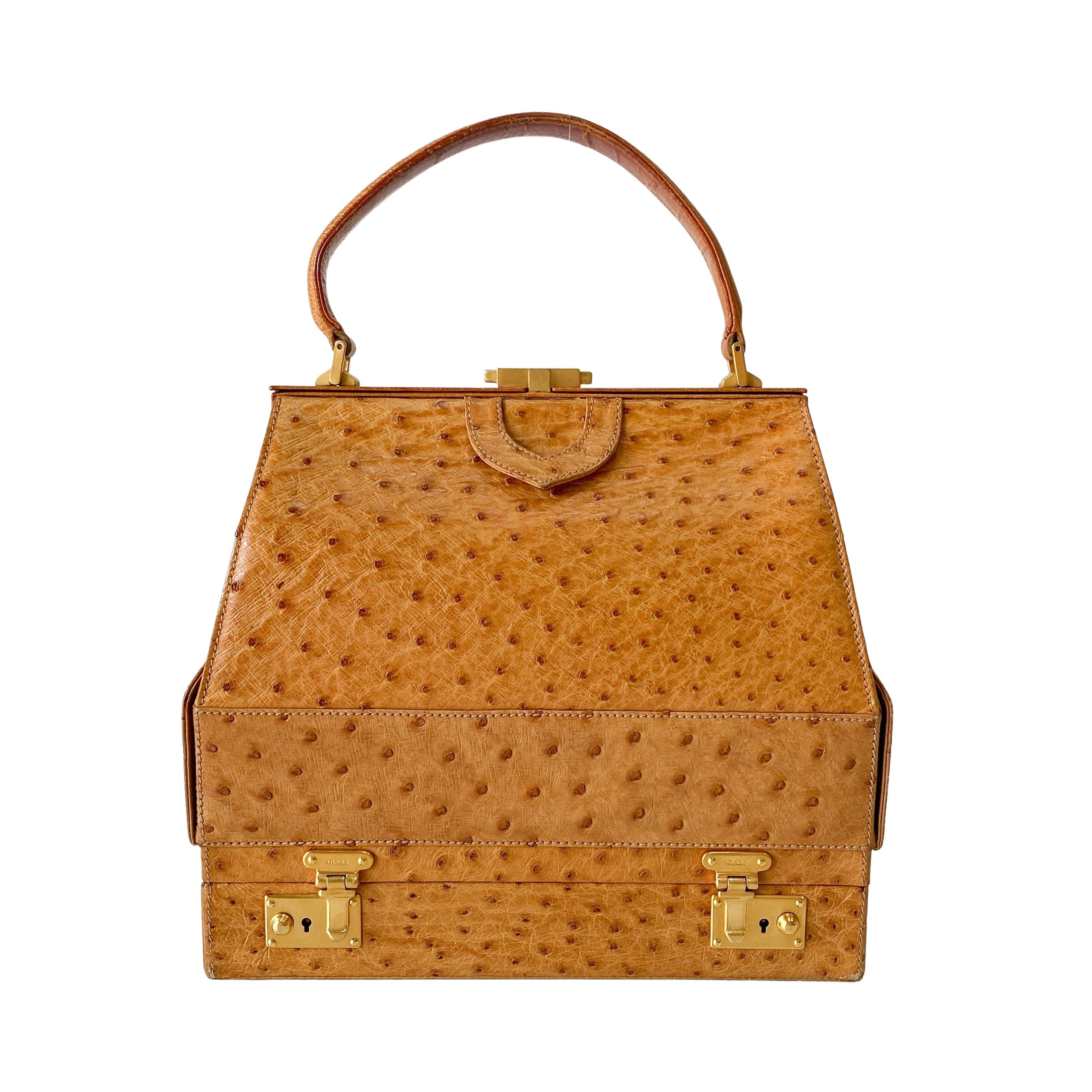 Brown Leather Trunk Hand Bag