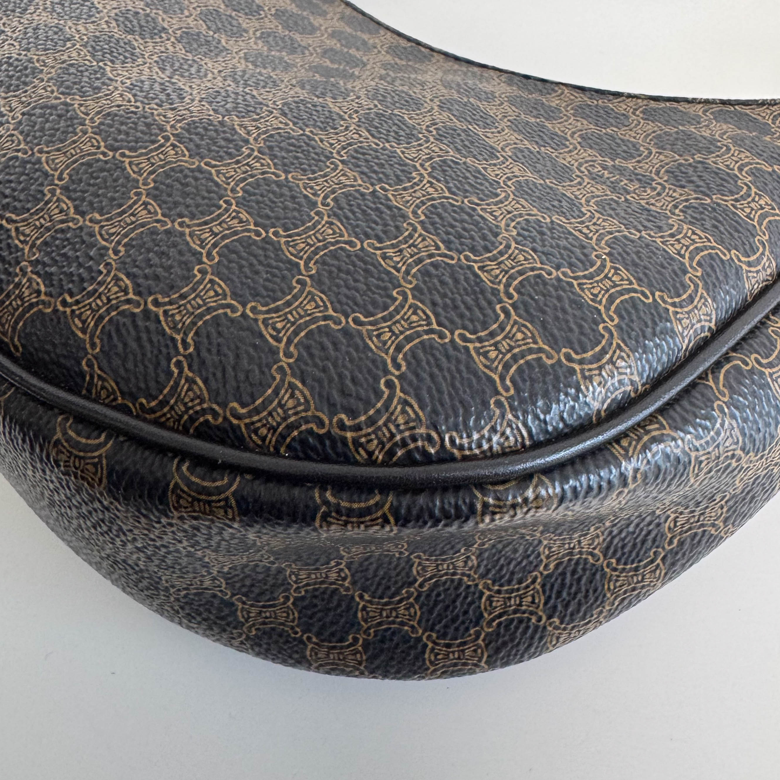 Ava Black Macadam Triomphe Hobo Shoulder Bag