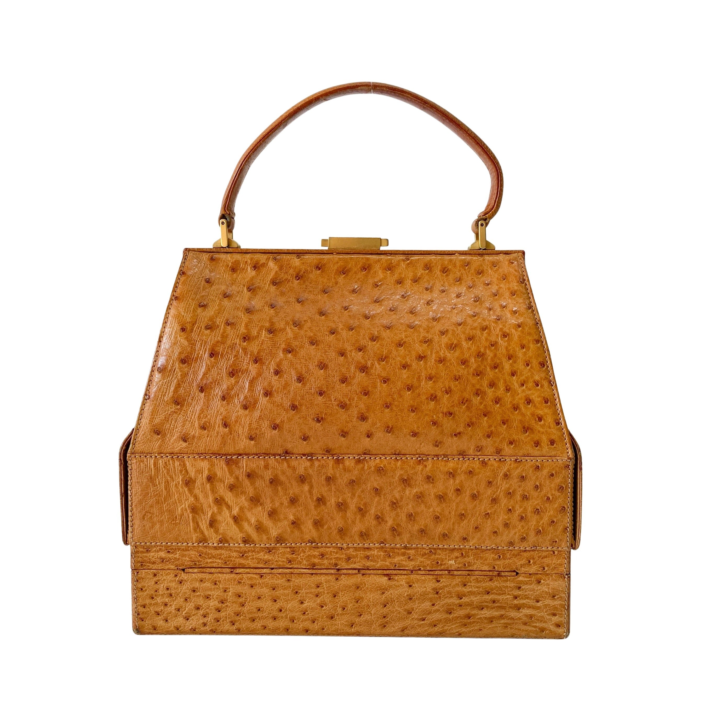 Brown Leather Trunk Hand Bag