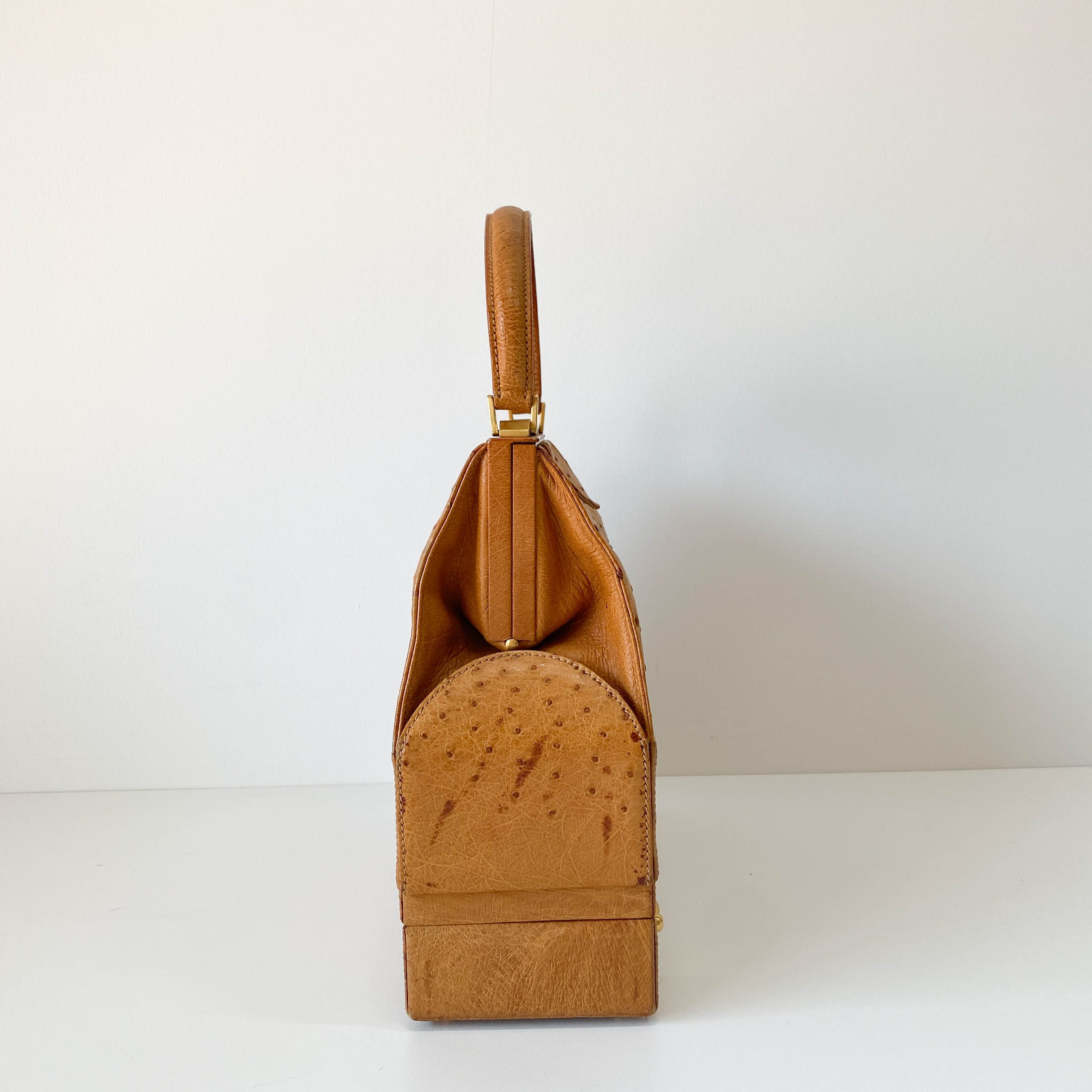 Brown Leather Trunk Hand Bag