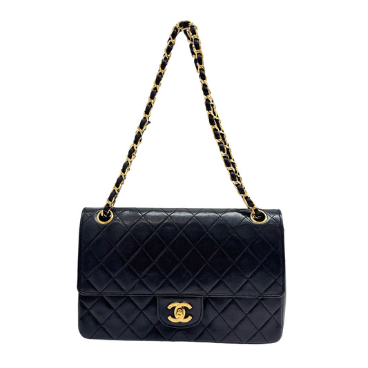 Classic Flap Matelasse Black Leather Shoulder Bag