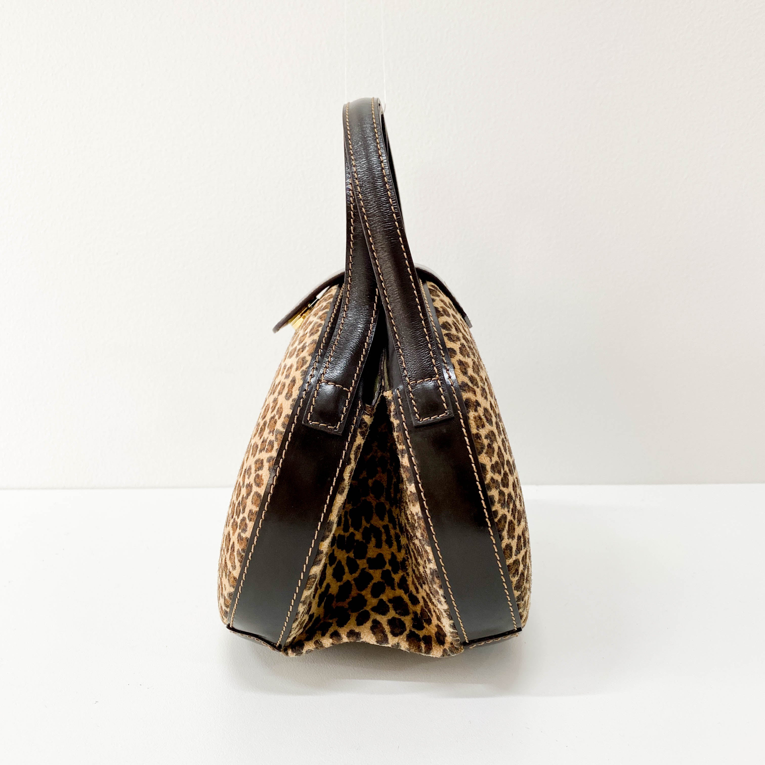 Suede Leopard Print Handbag