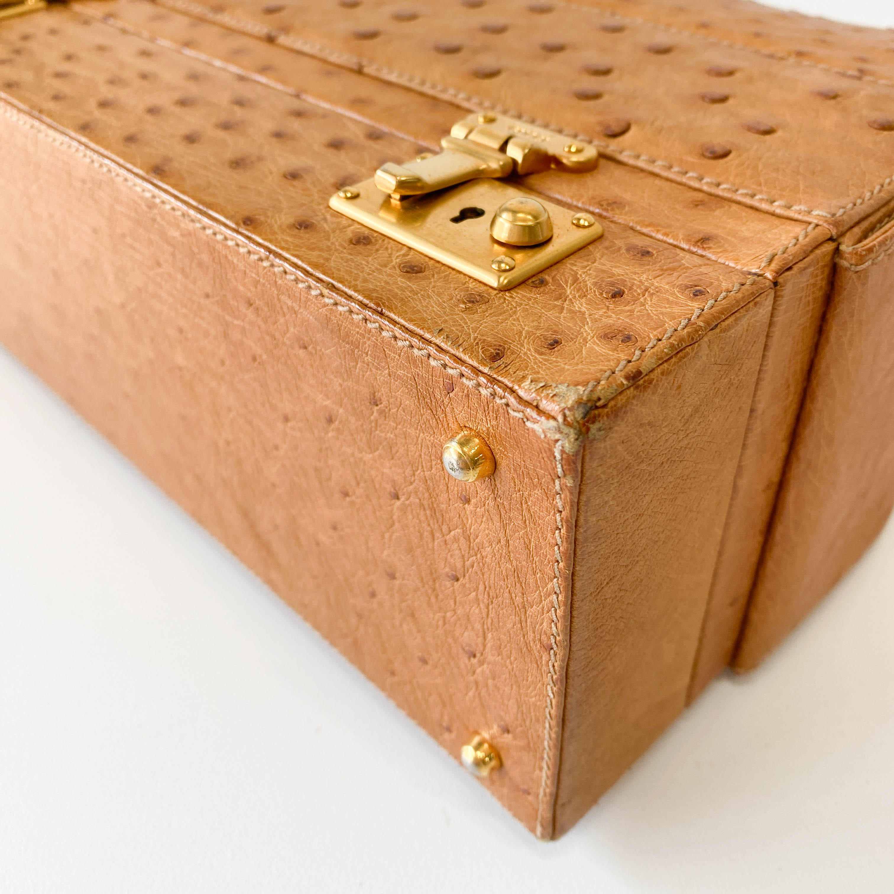 Brown Leather Trunk Hand Bag