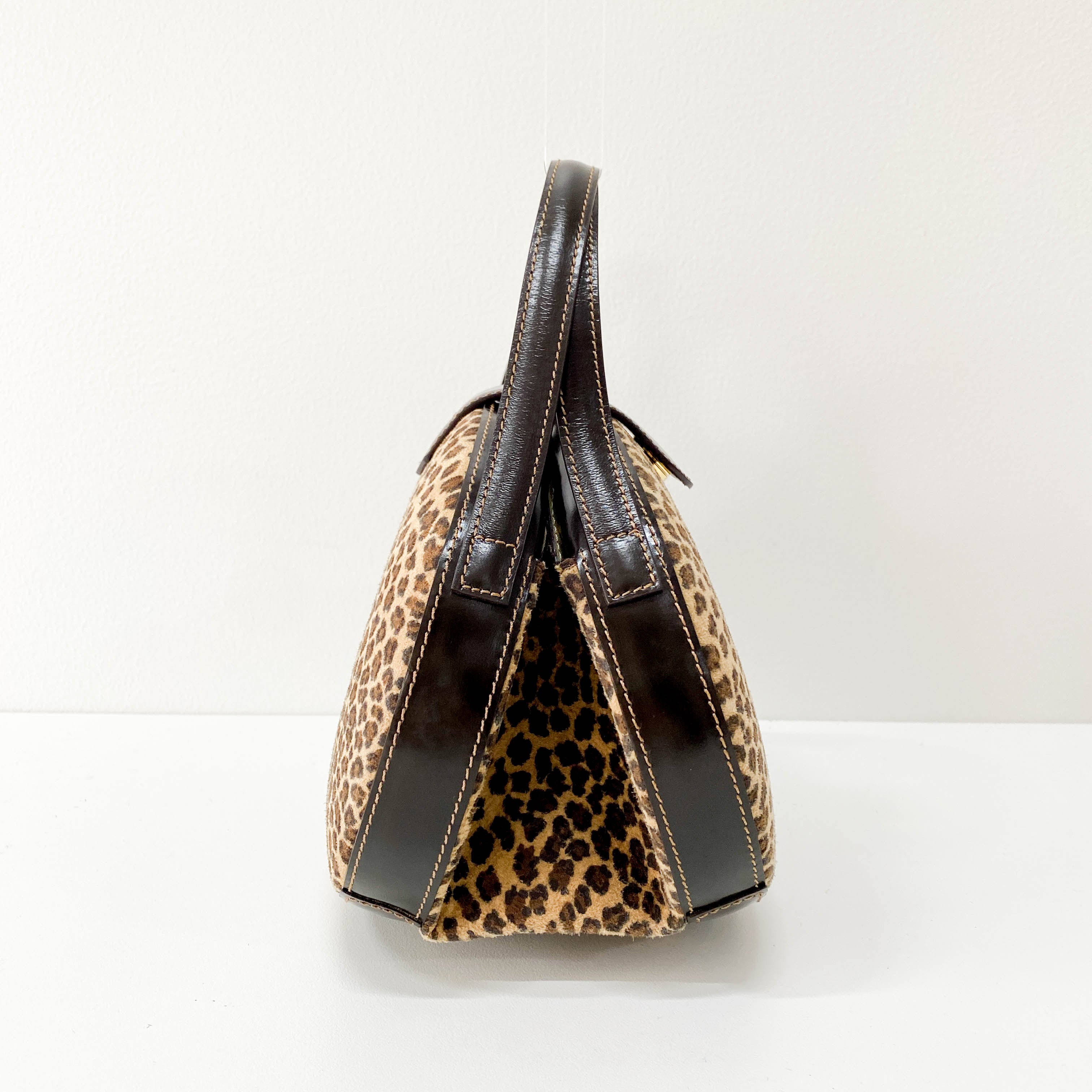 Suede Leopard Print Handbag