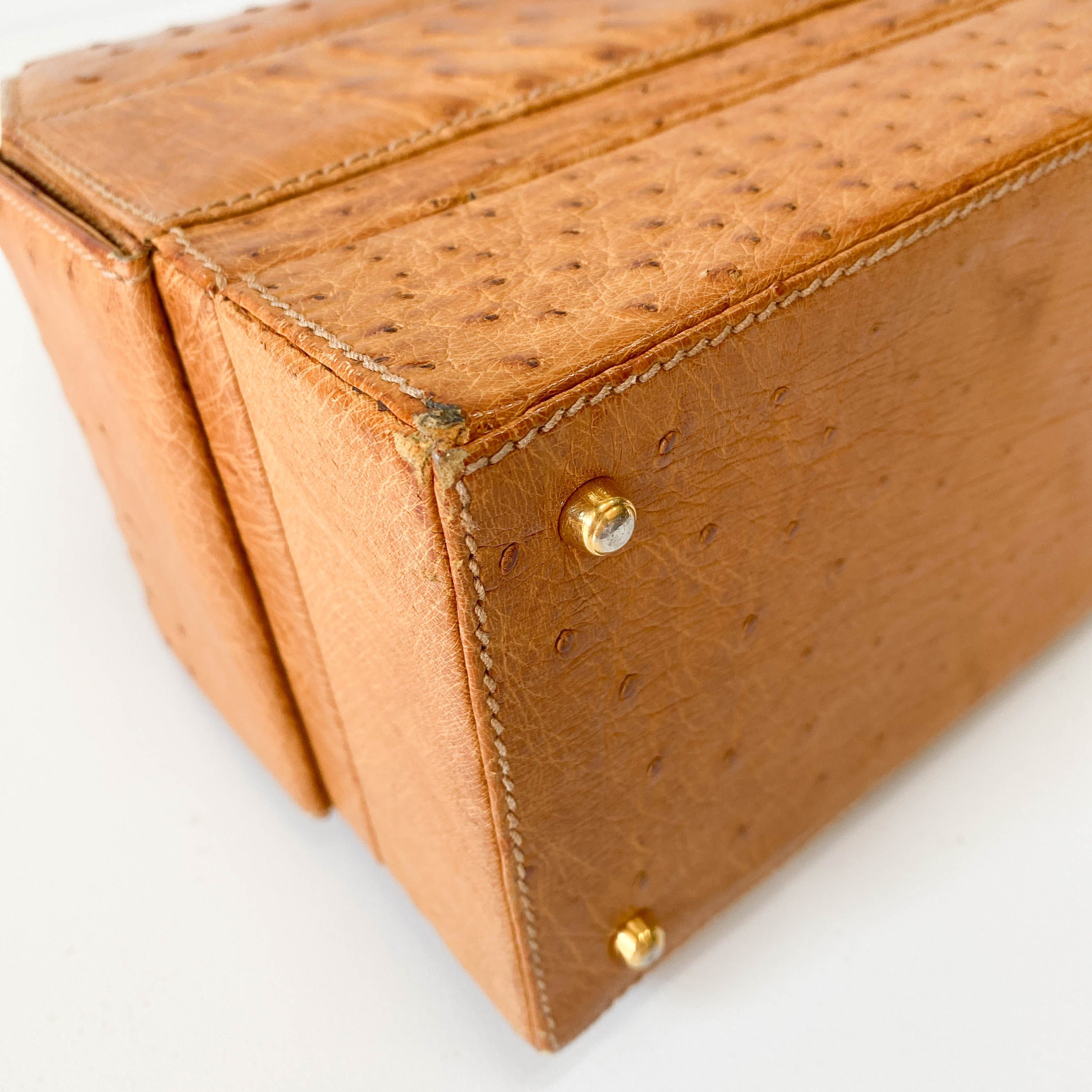 Brown Leather Trunk Hand Bag