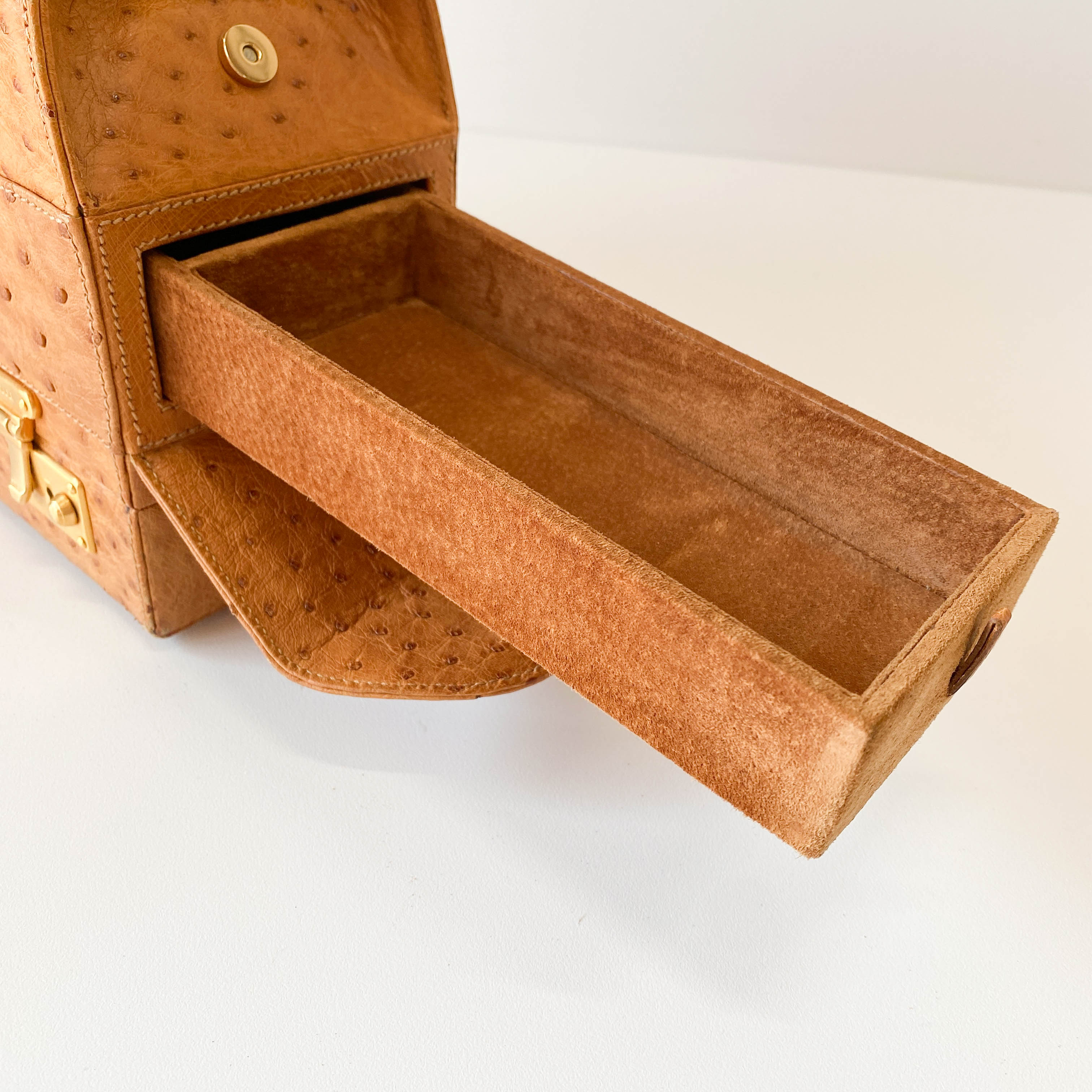 Brown Leather Trunk Hand Bag