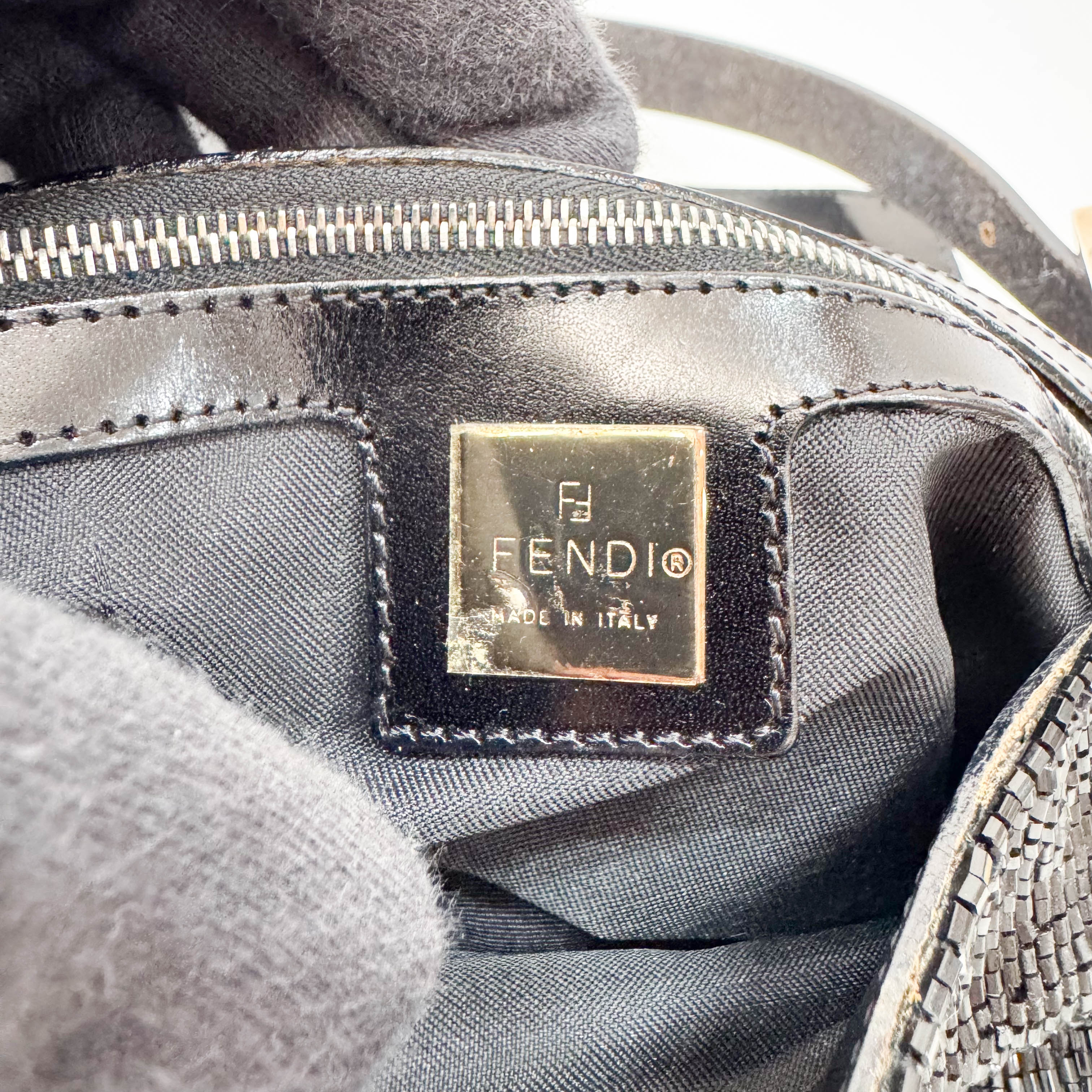 Baguette Black Beaded Shoulder Bag