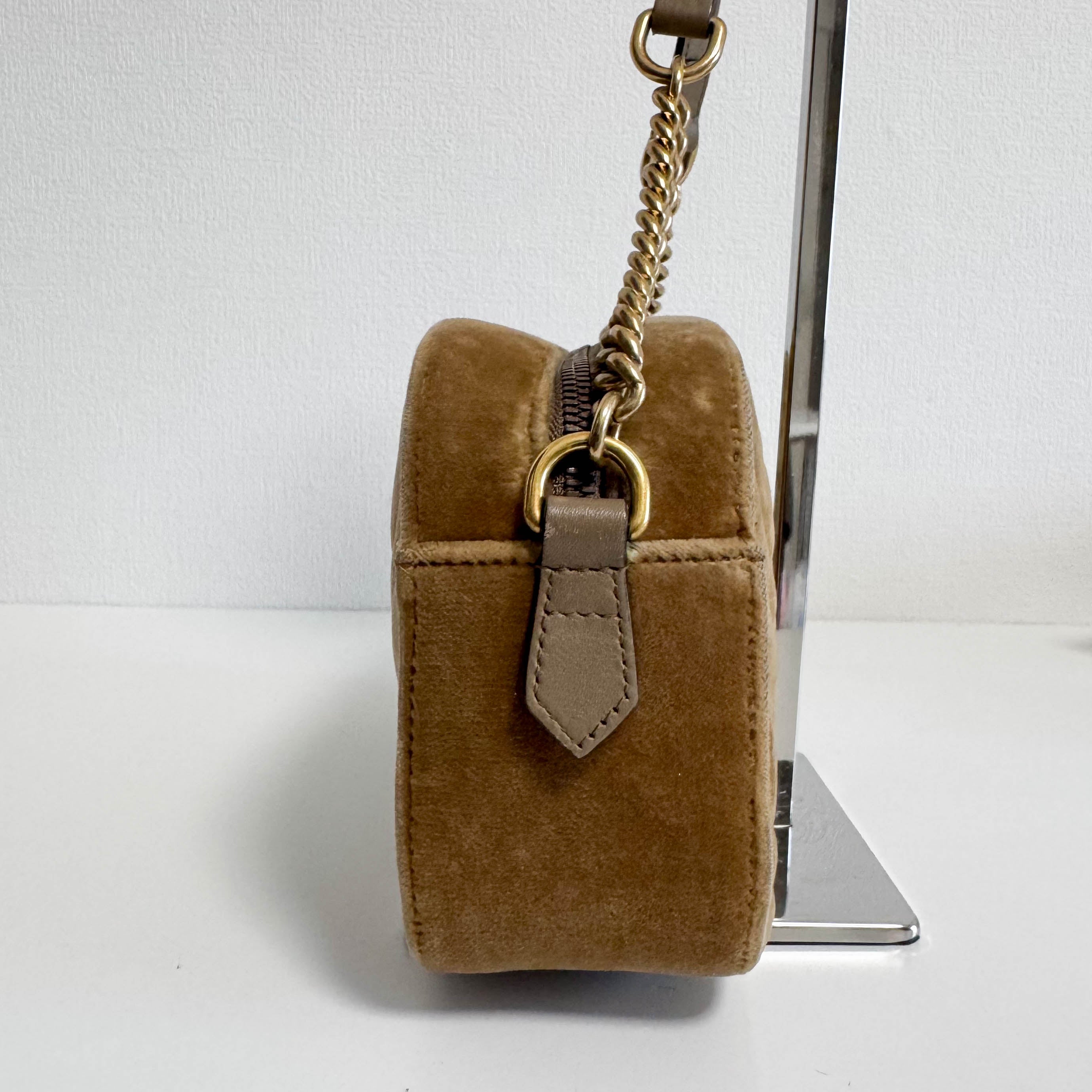 GG Marmont Brown Velvet Camera Bag