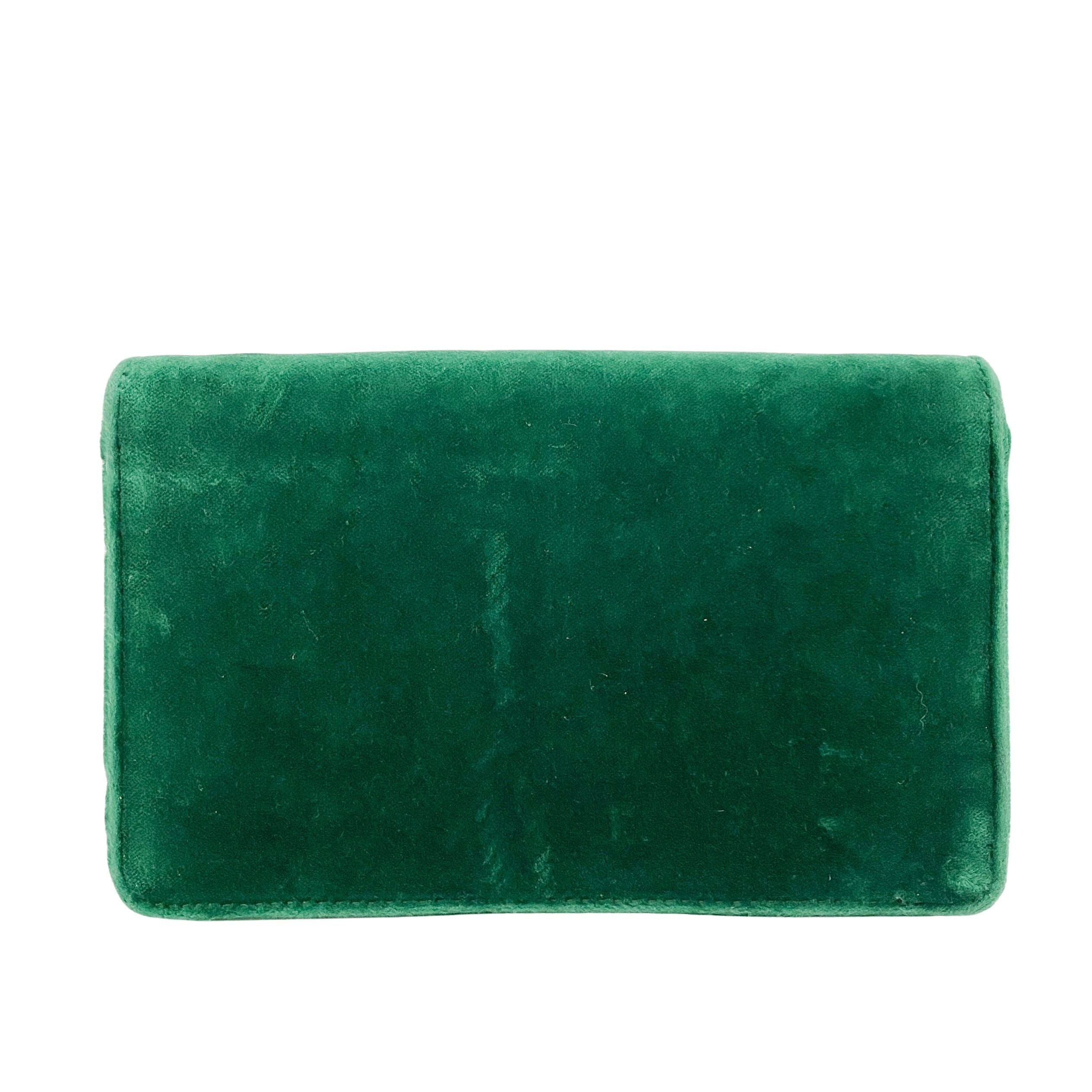 Green Velvet Rhinestones G Buckle