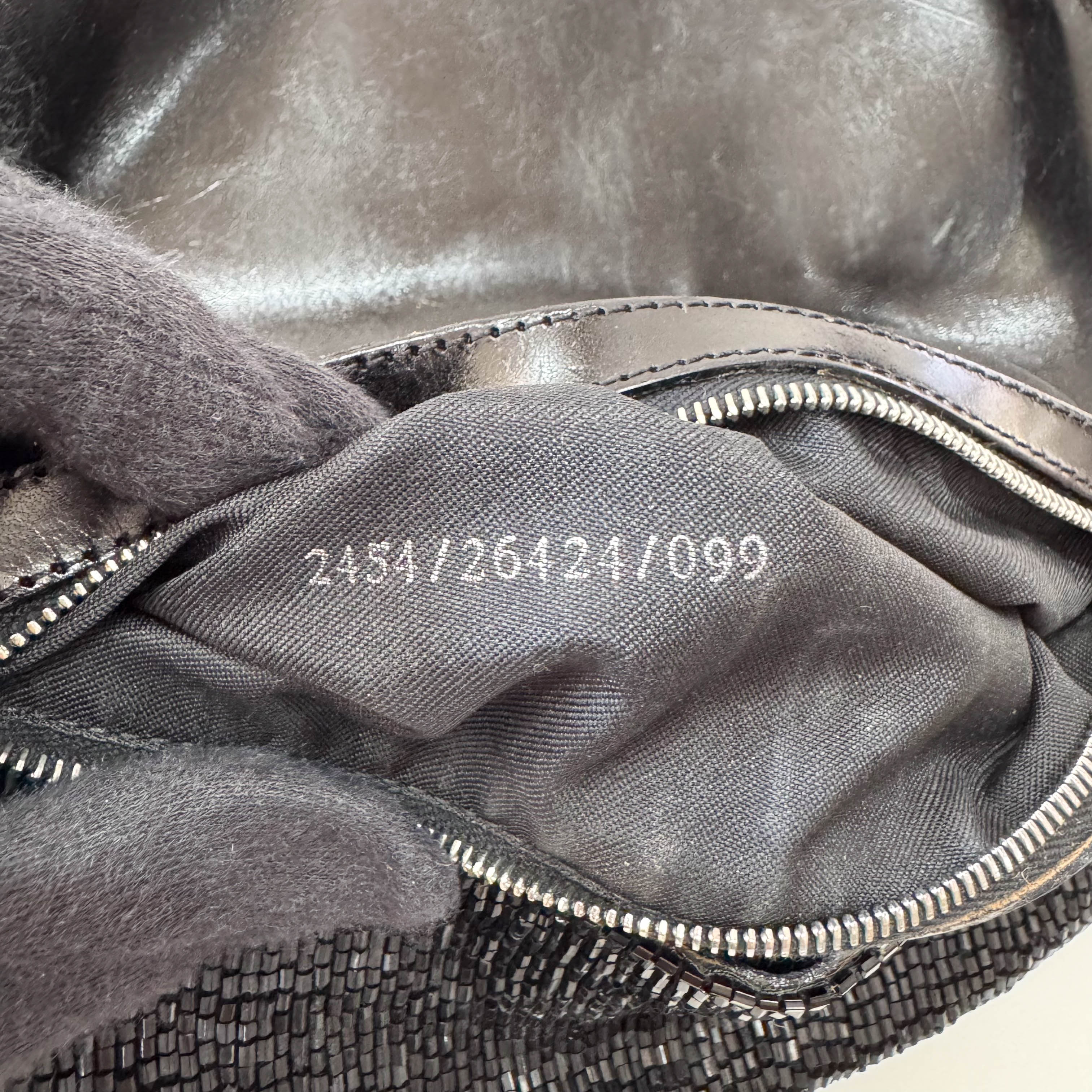 Baguette Black Beaded Shoulder Bag