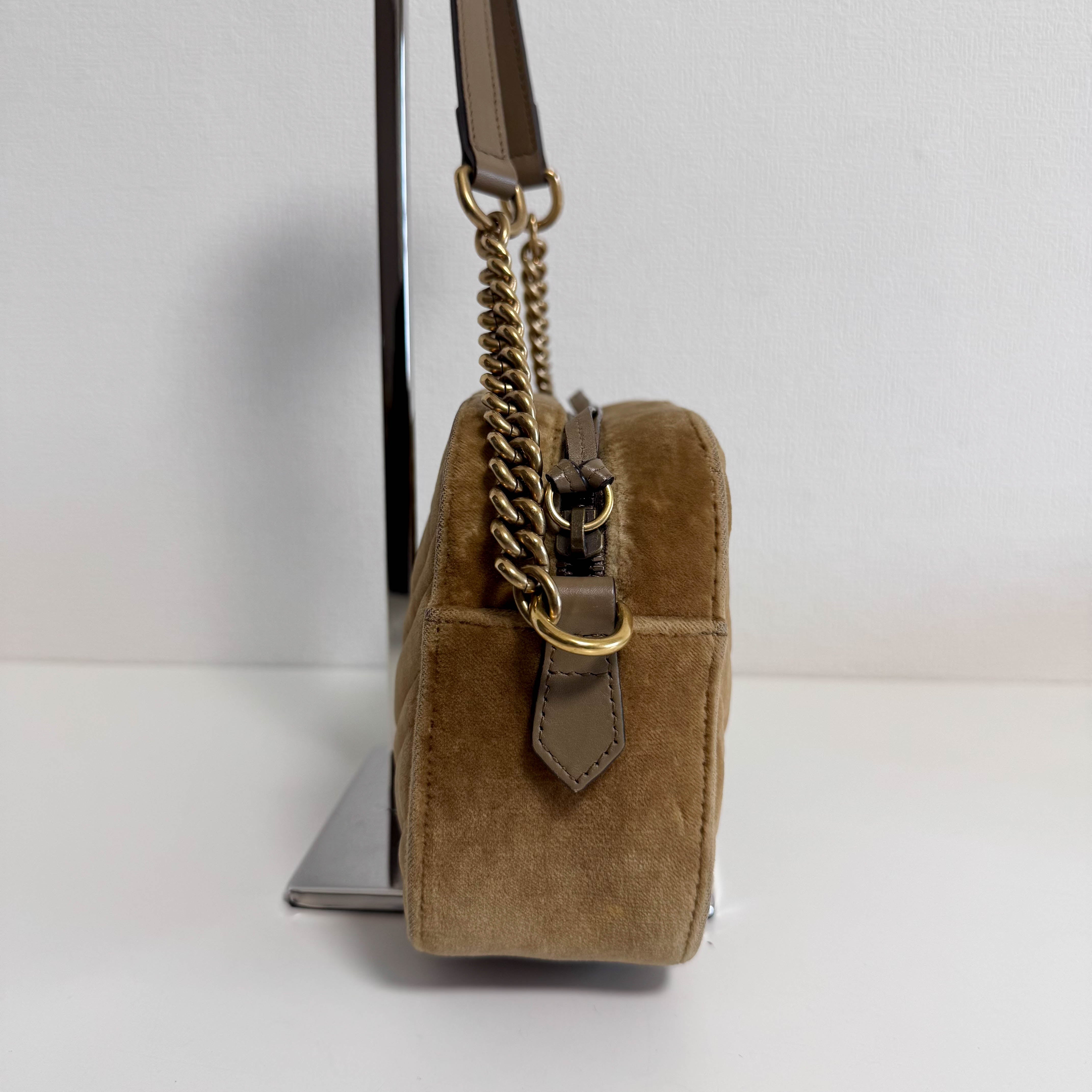 GG Marmont Brown Velvet Camera Bag