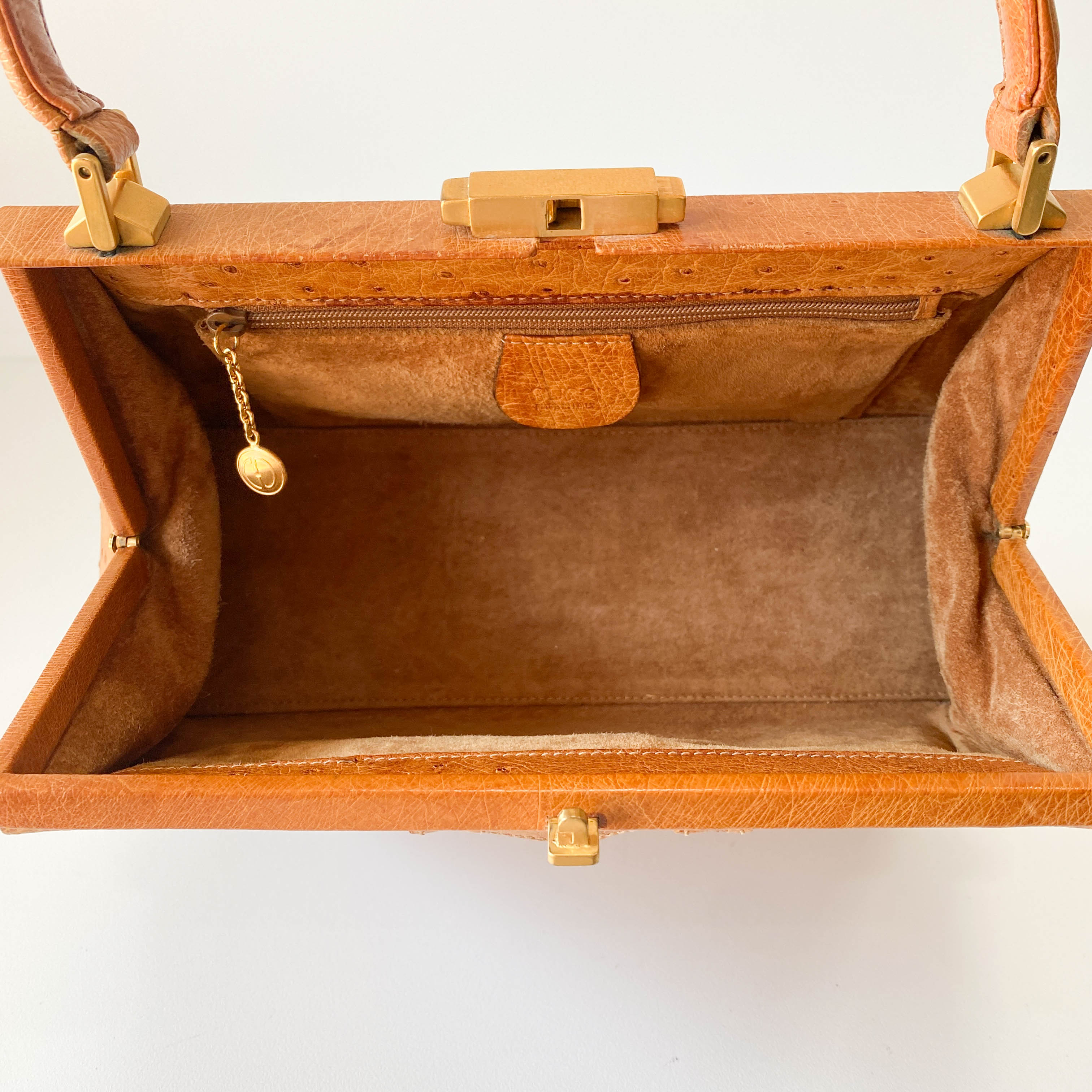 Brown Leather Trunk Hand Bag