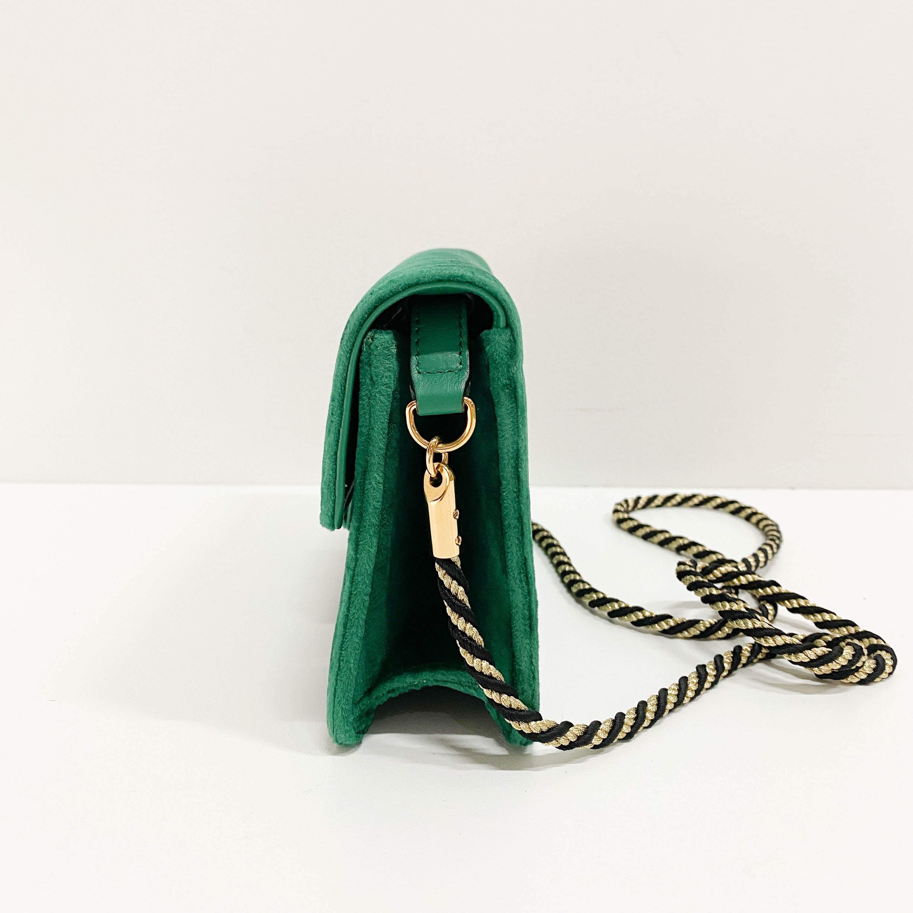 Green Velvet Rhinestones G Buckle