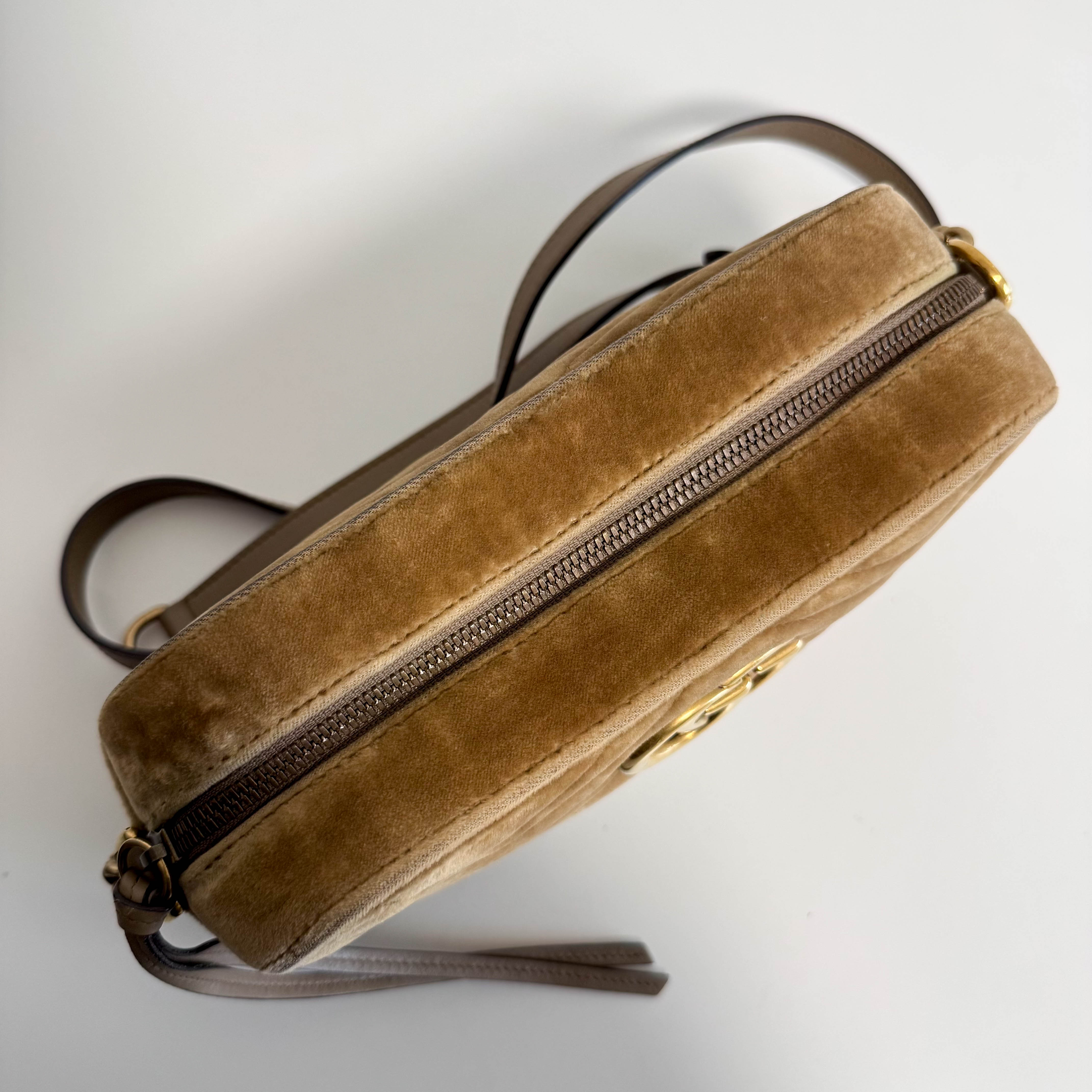 GG Marmont Brown Velvet Camera Bag