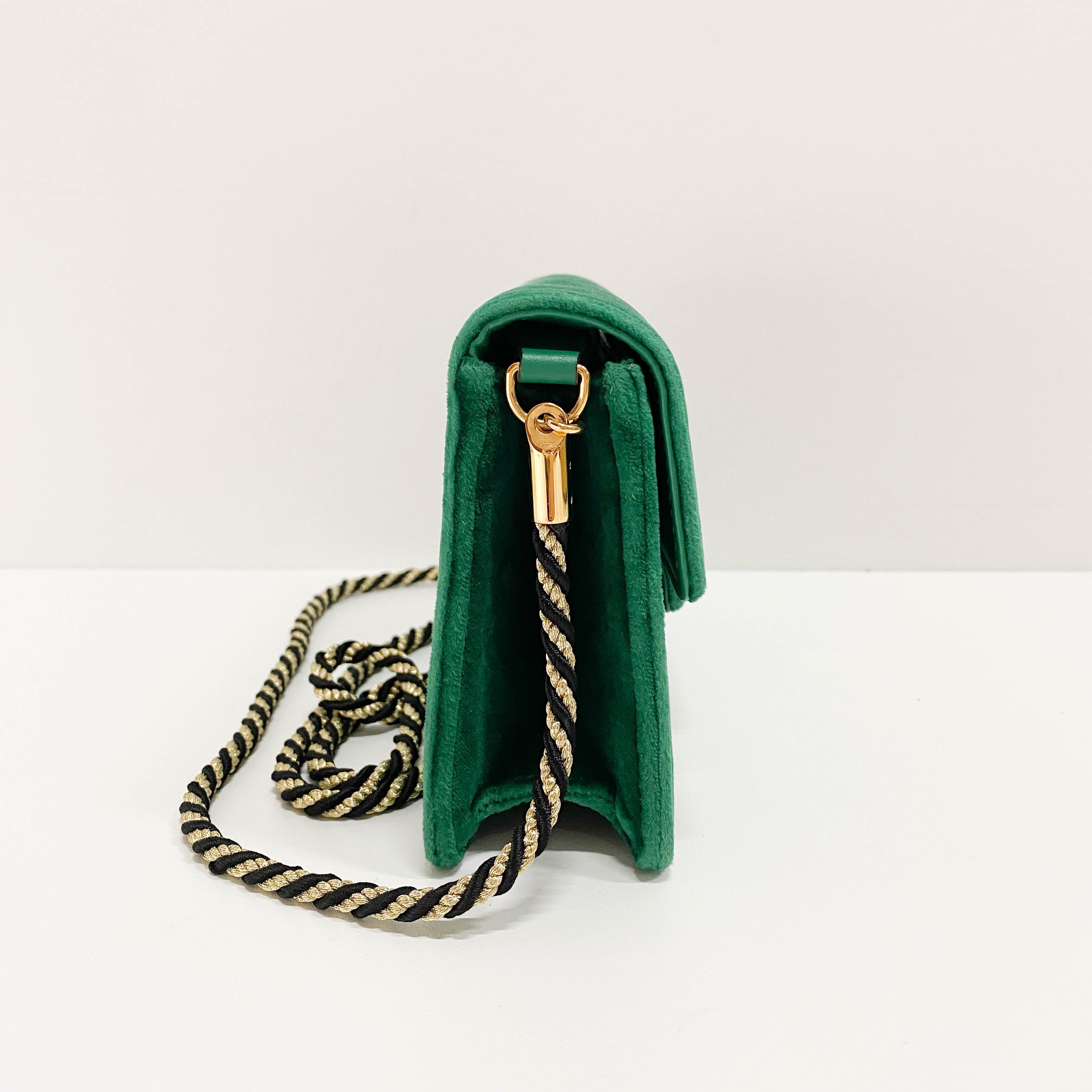 Green Velvet Rhinestones G Buckle