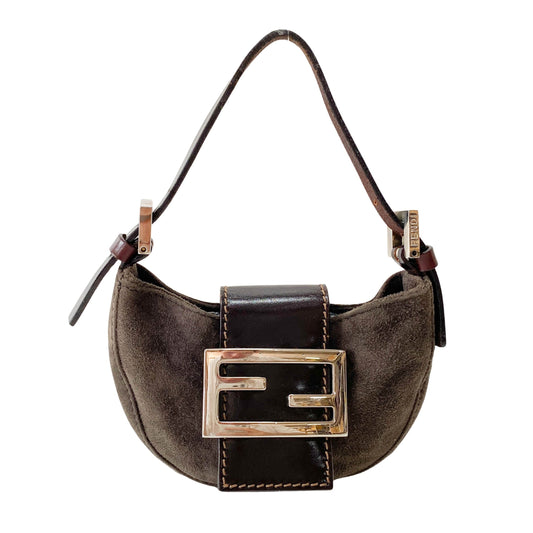 Croissant Mini Grey Suede Handbag