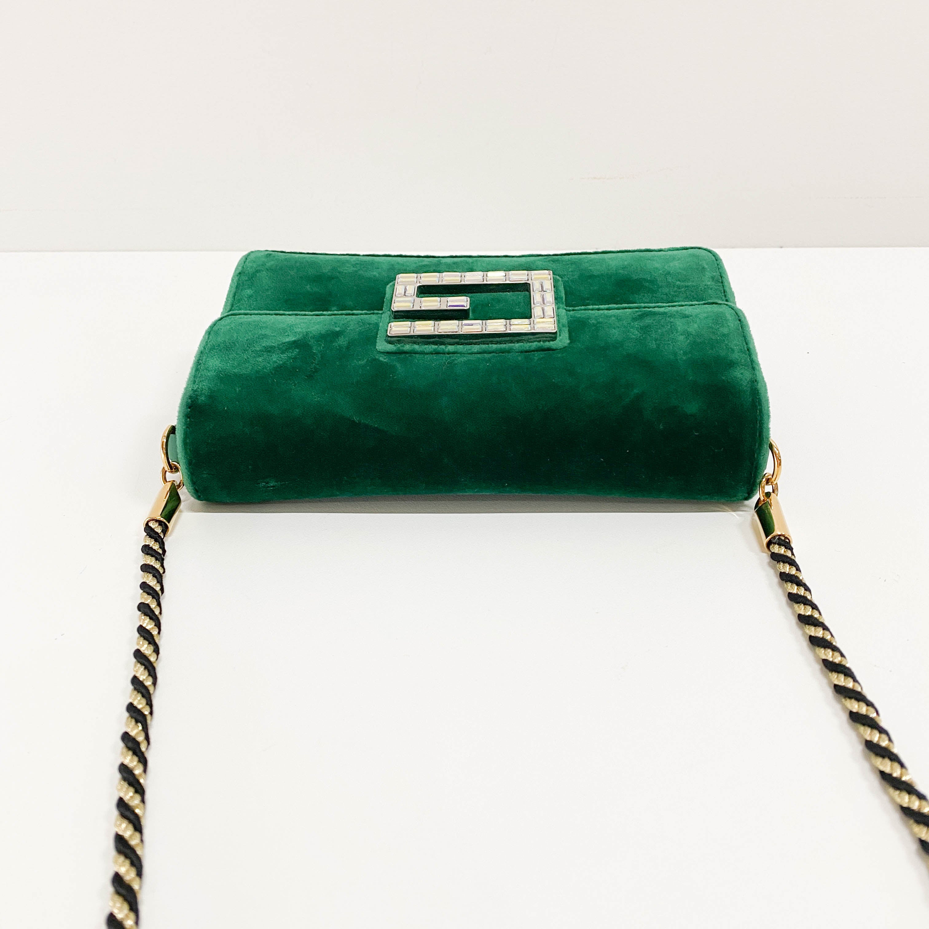 Green Velvet Rhinestones G Buckle