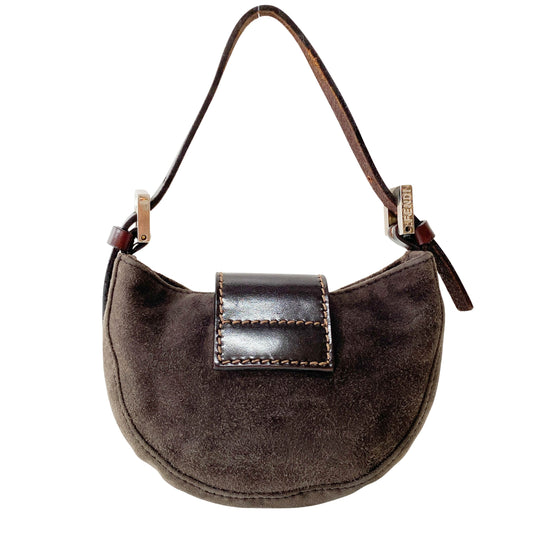 Croissant Mini Grey Suede Handbag