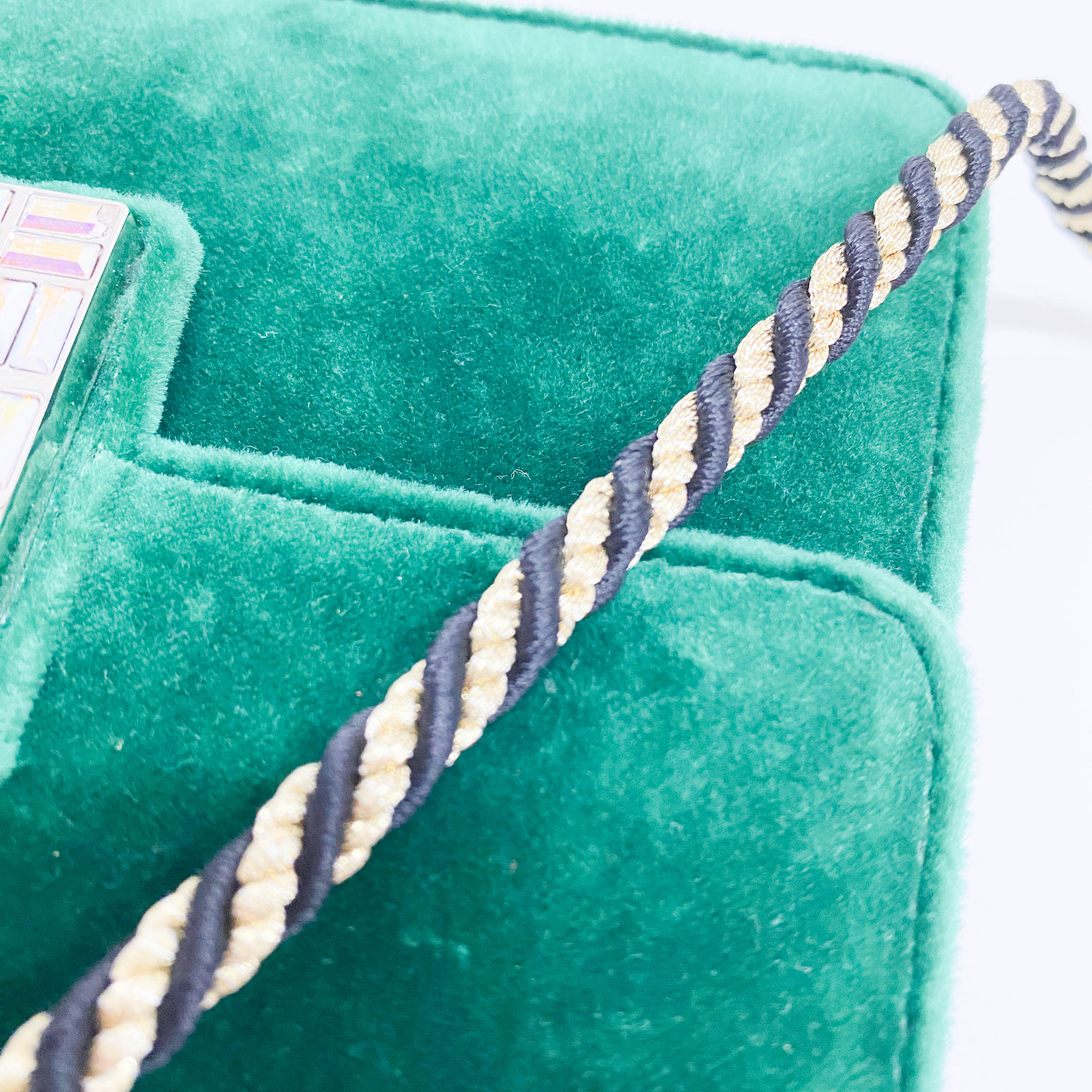 Green Velvet Rhinestones G Buckle