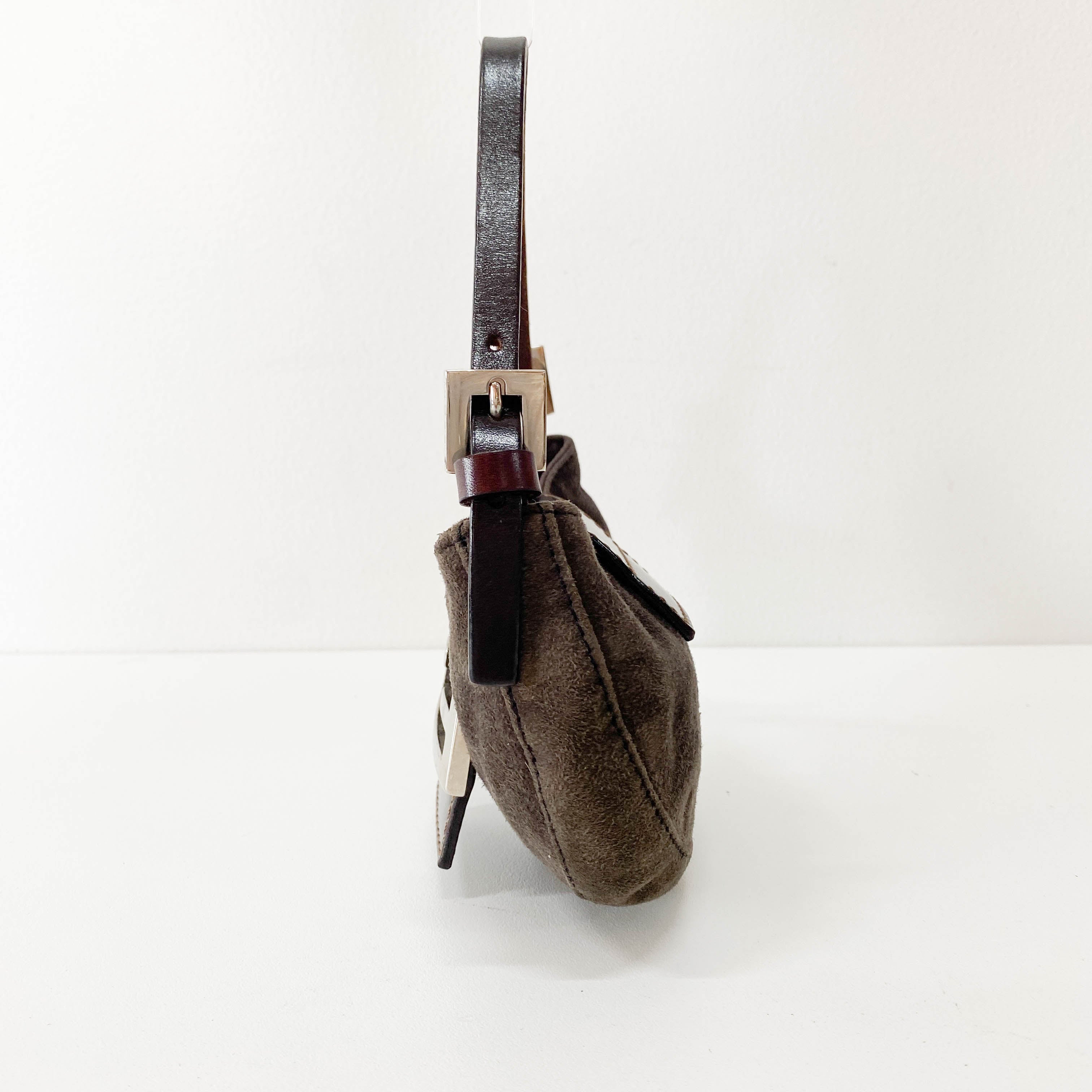 Croissant Mini Grey Suede Handbag