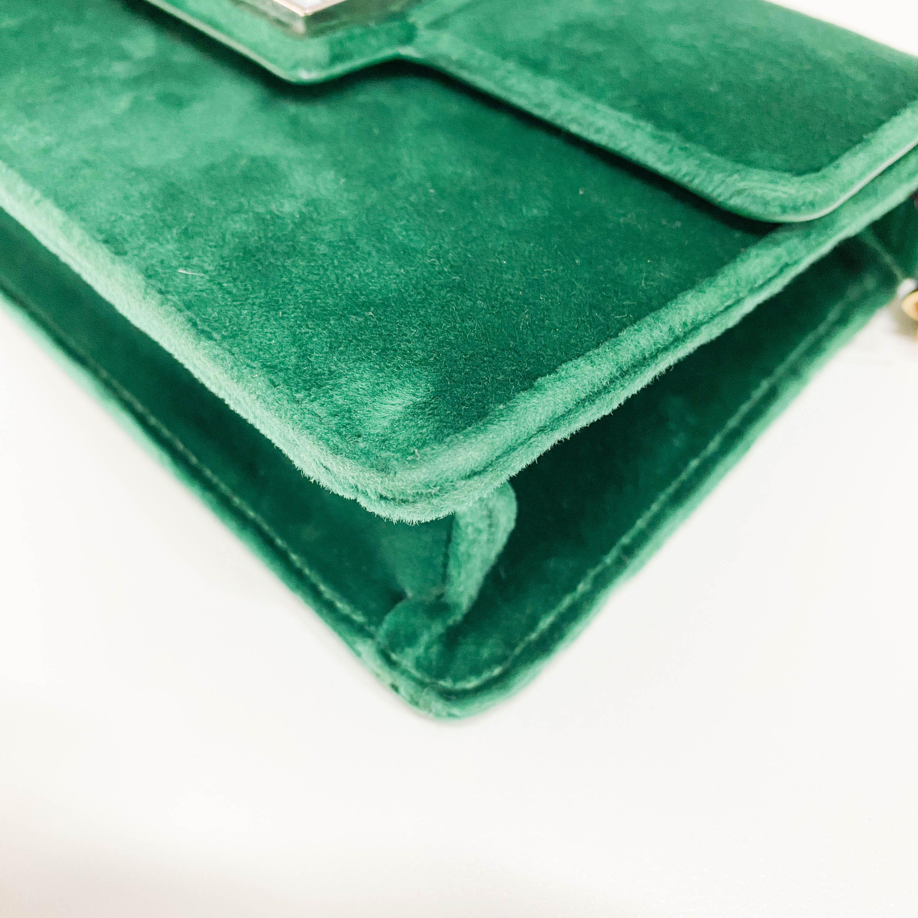 Green Velvet Rhinestones G Buckle