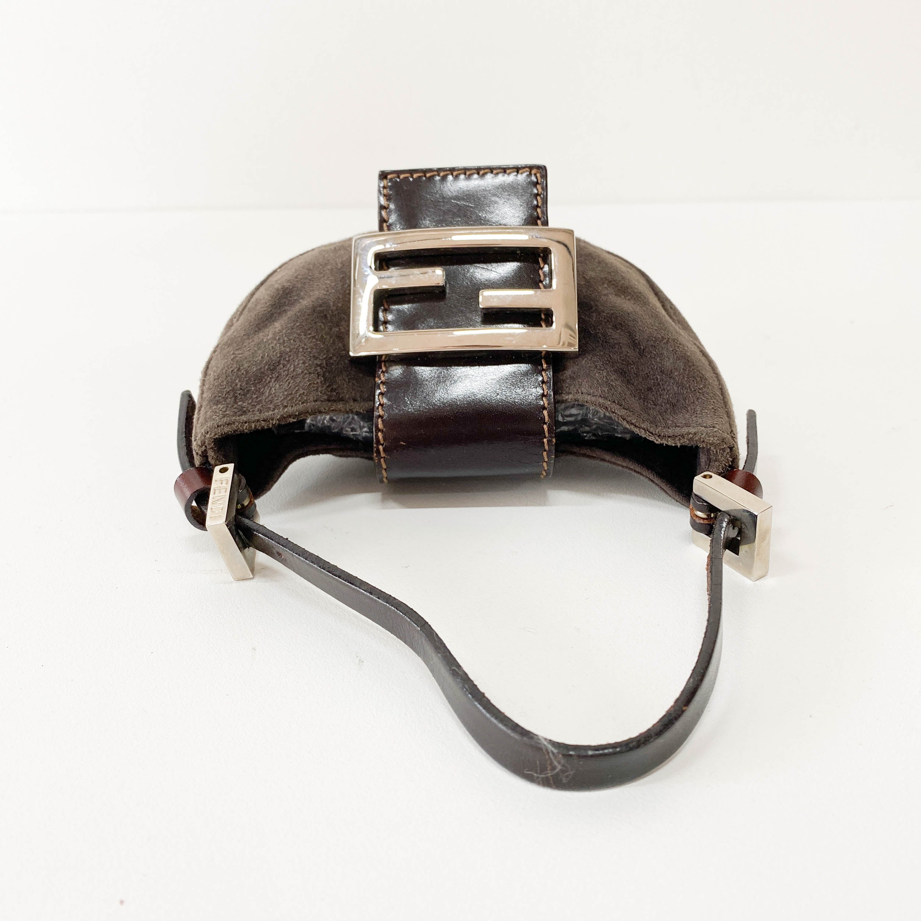 Croissant Mini Grey Suede Handbag