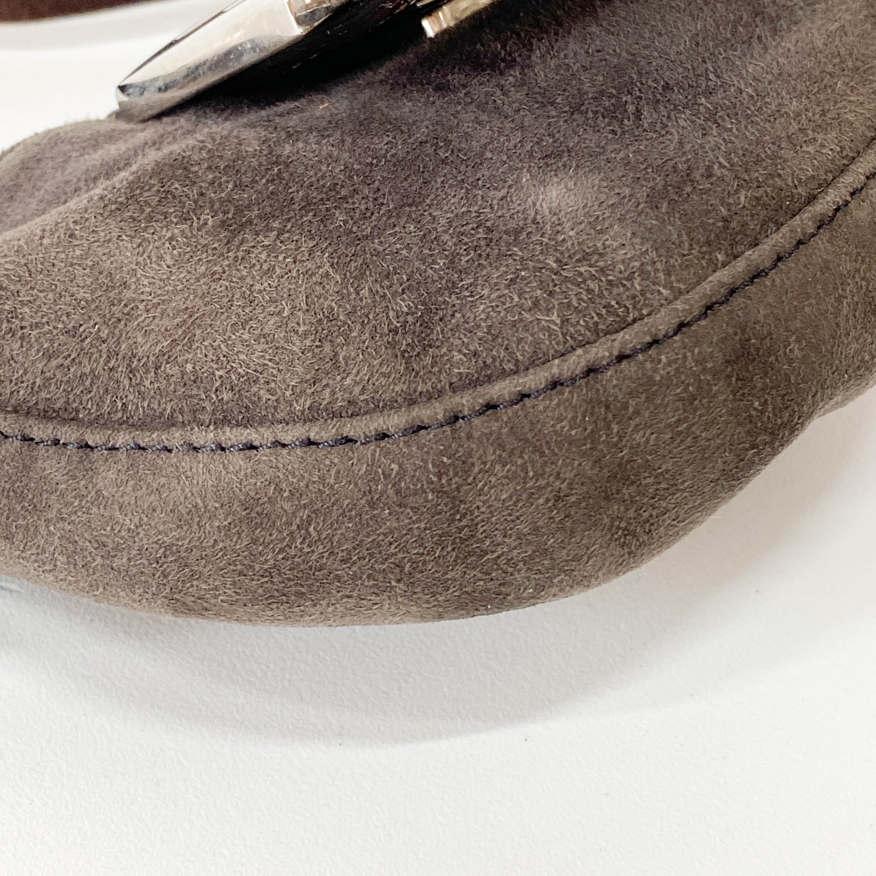 Croissant Mini Grey Suede Handbag