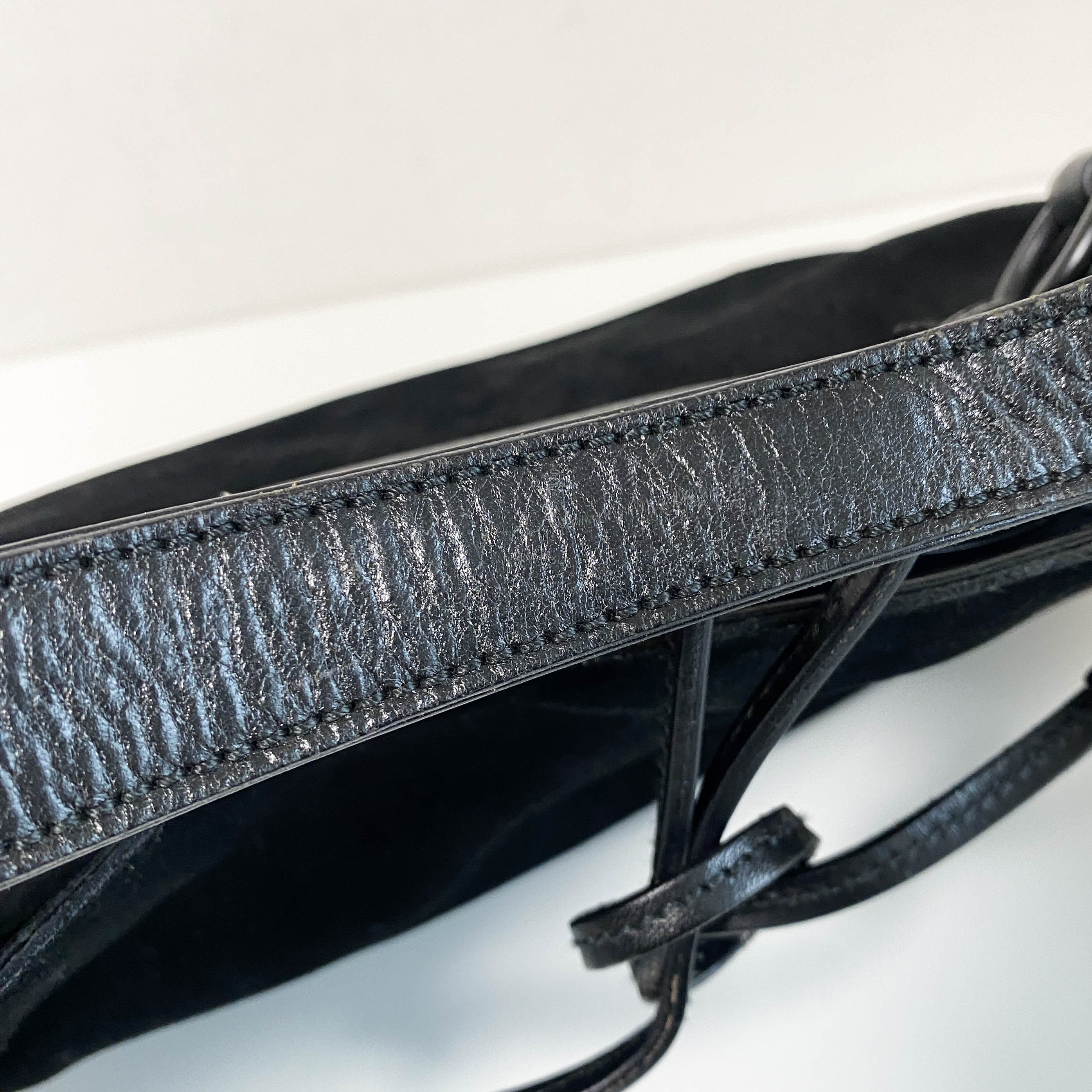 Vintage Black Suede Horsebit Shoulder Bag