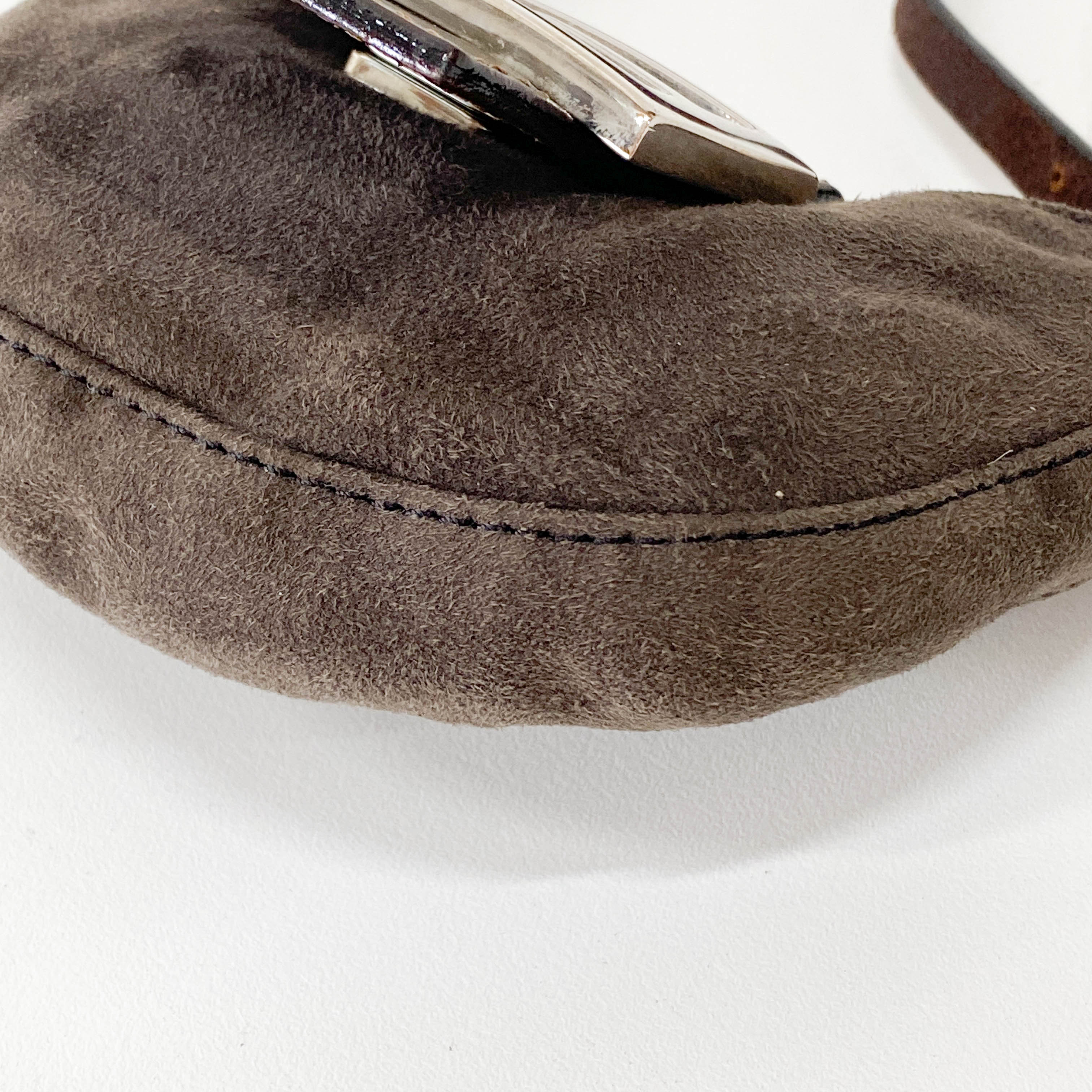 Croissant Mini Grey Suede Handbag