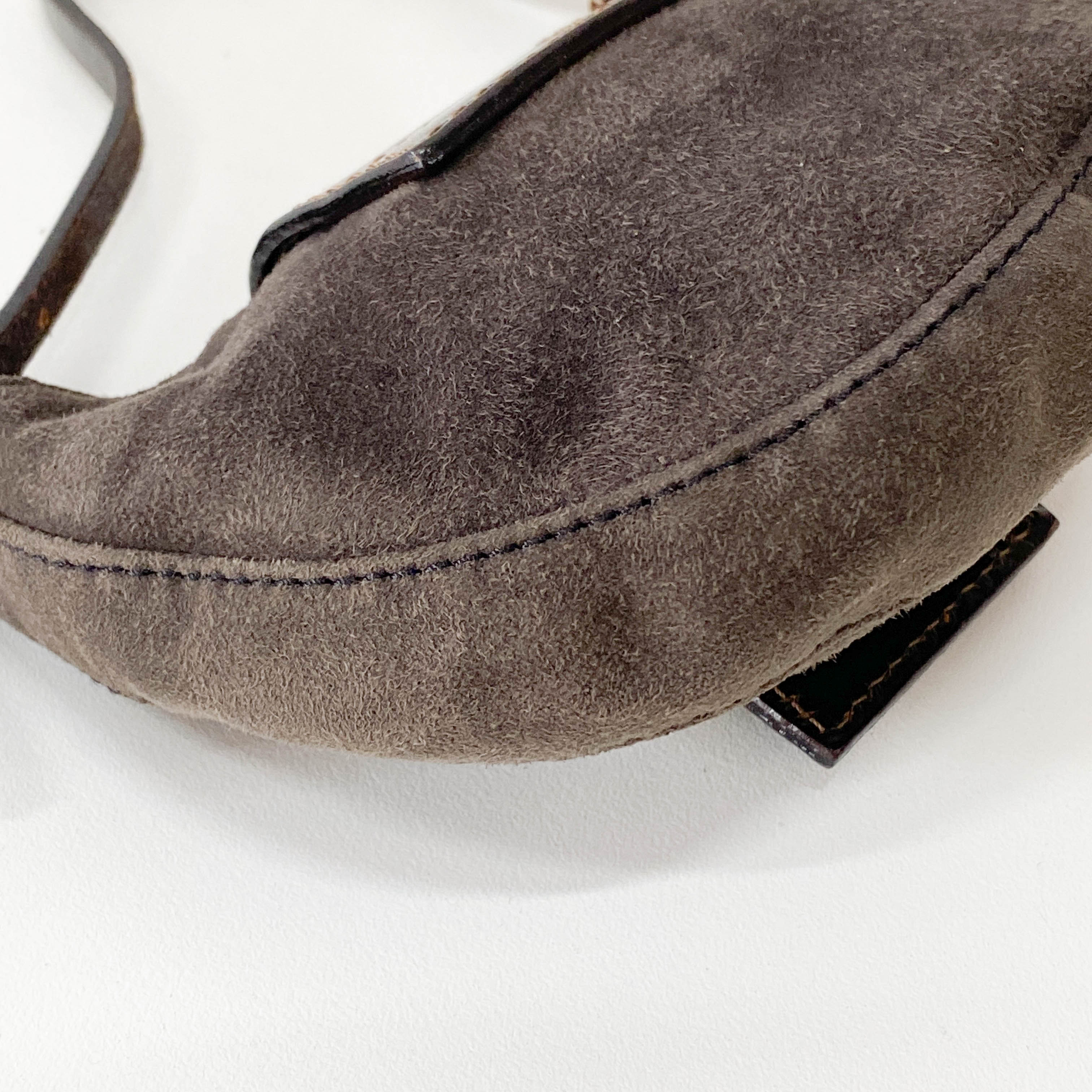 Croissant Mini Grey Suede Handbag
