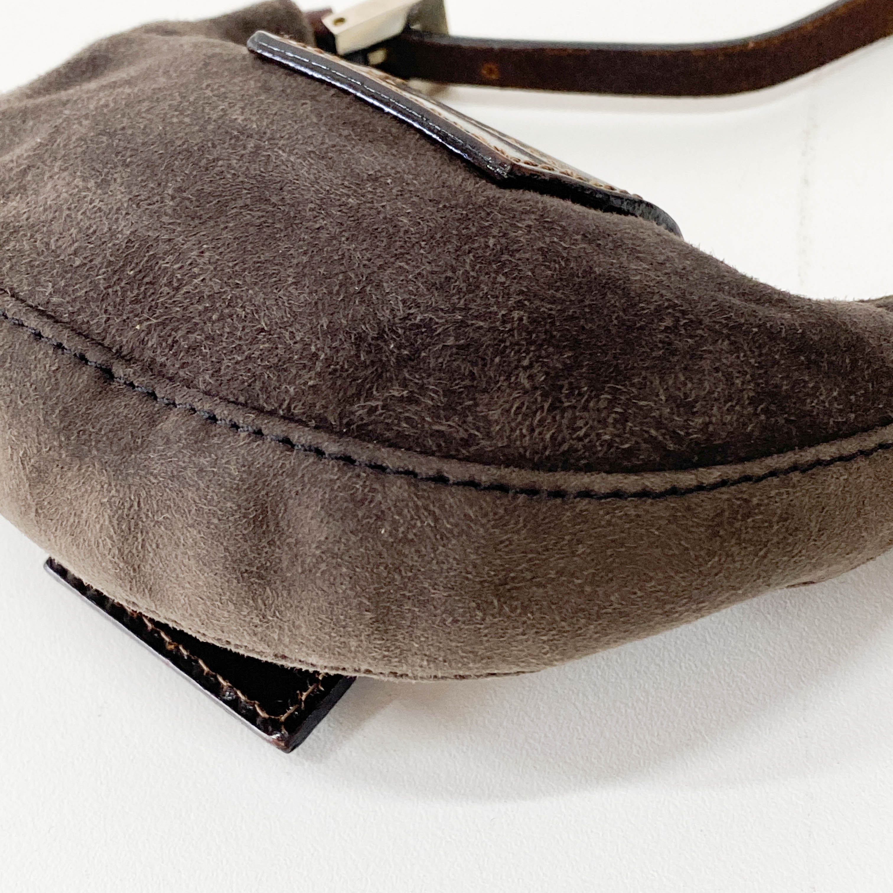 Croissant Mini Grey Suede Handbag