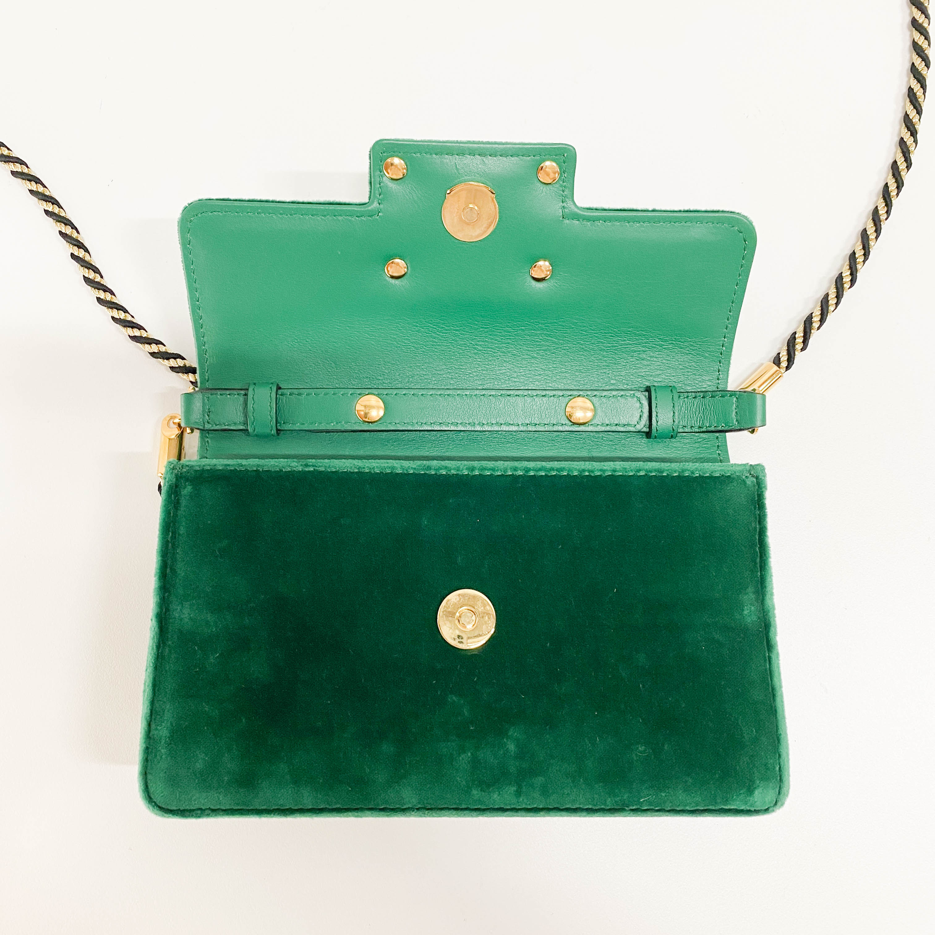 Green Velvet Rhinestones G Buckle