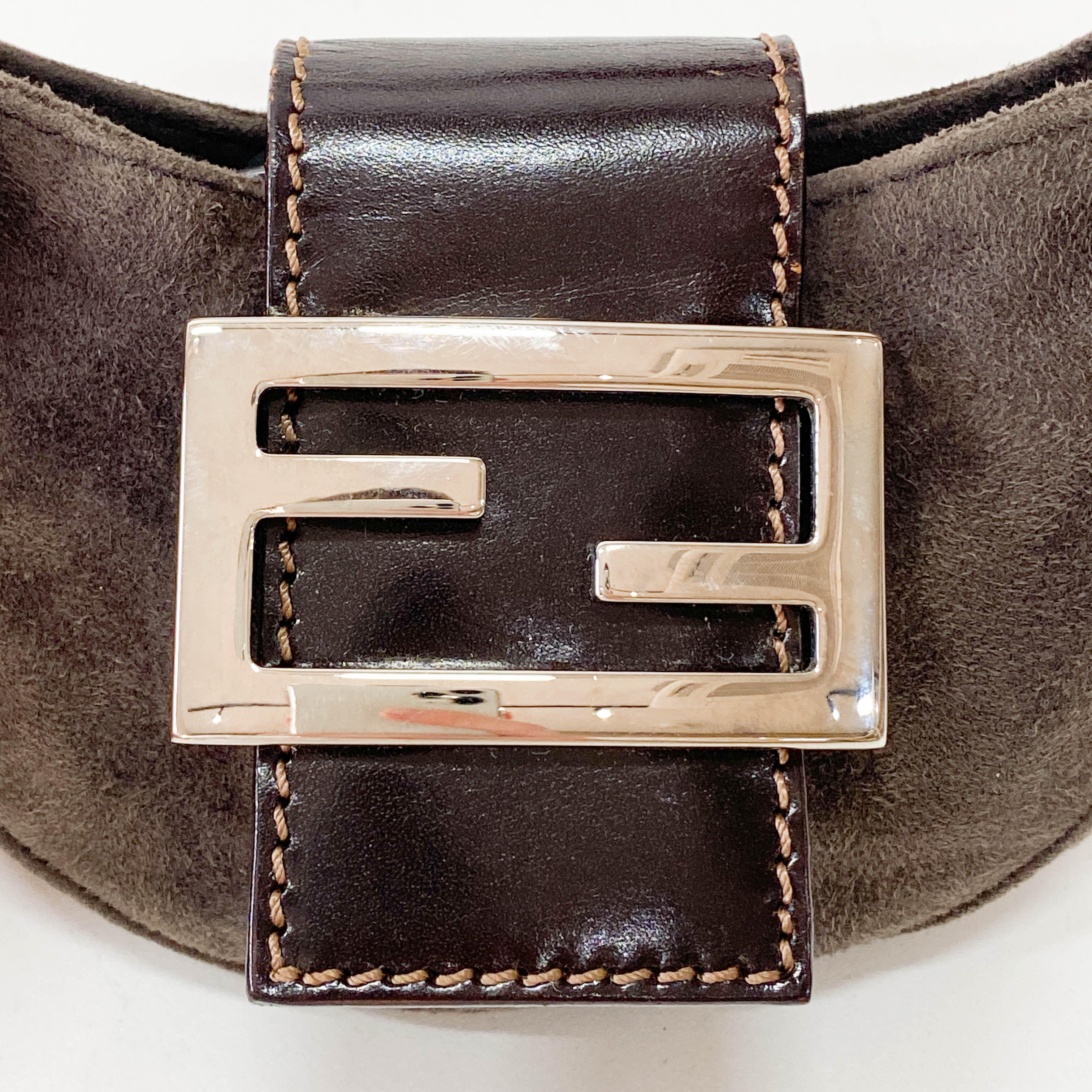 Croissant Mini Grey Suede Handbag