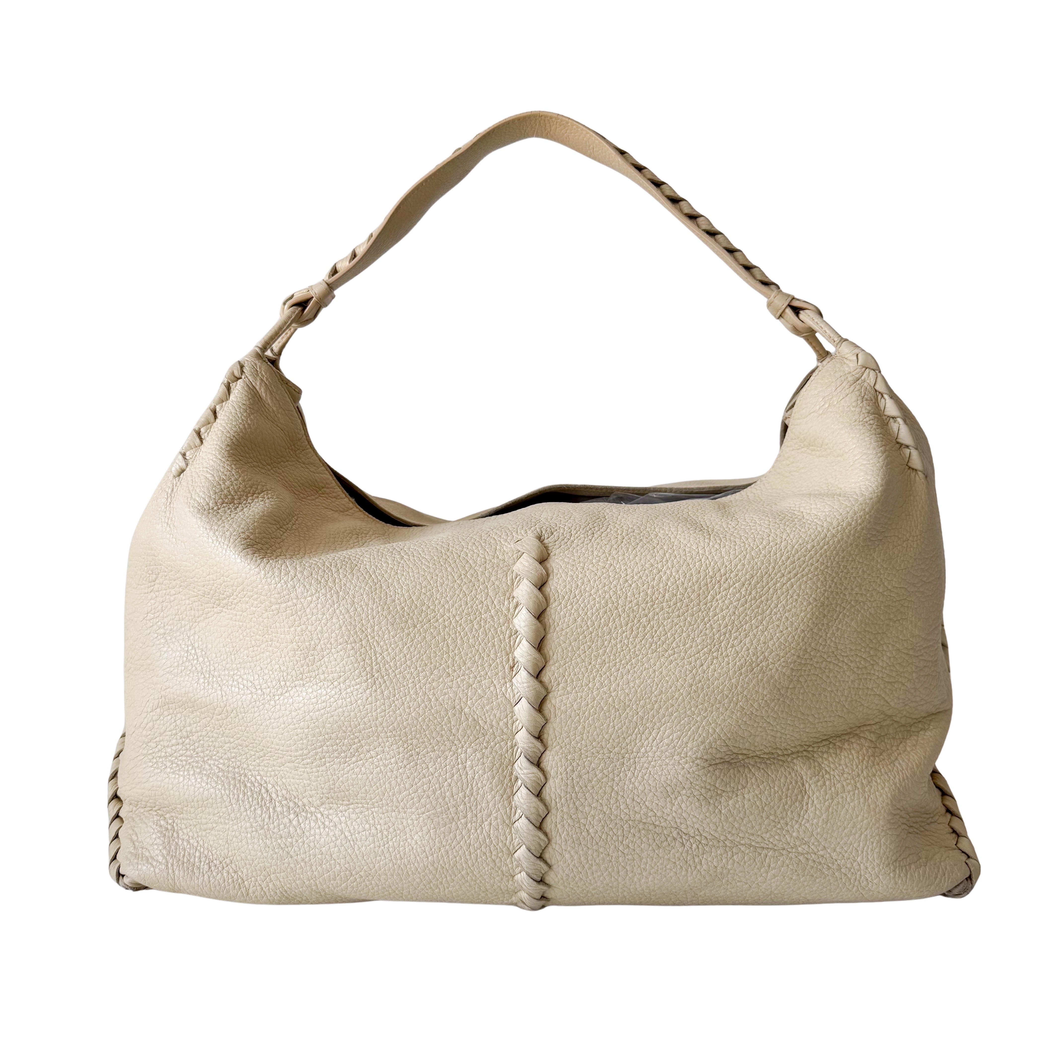 Beige Leather Hobo
