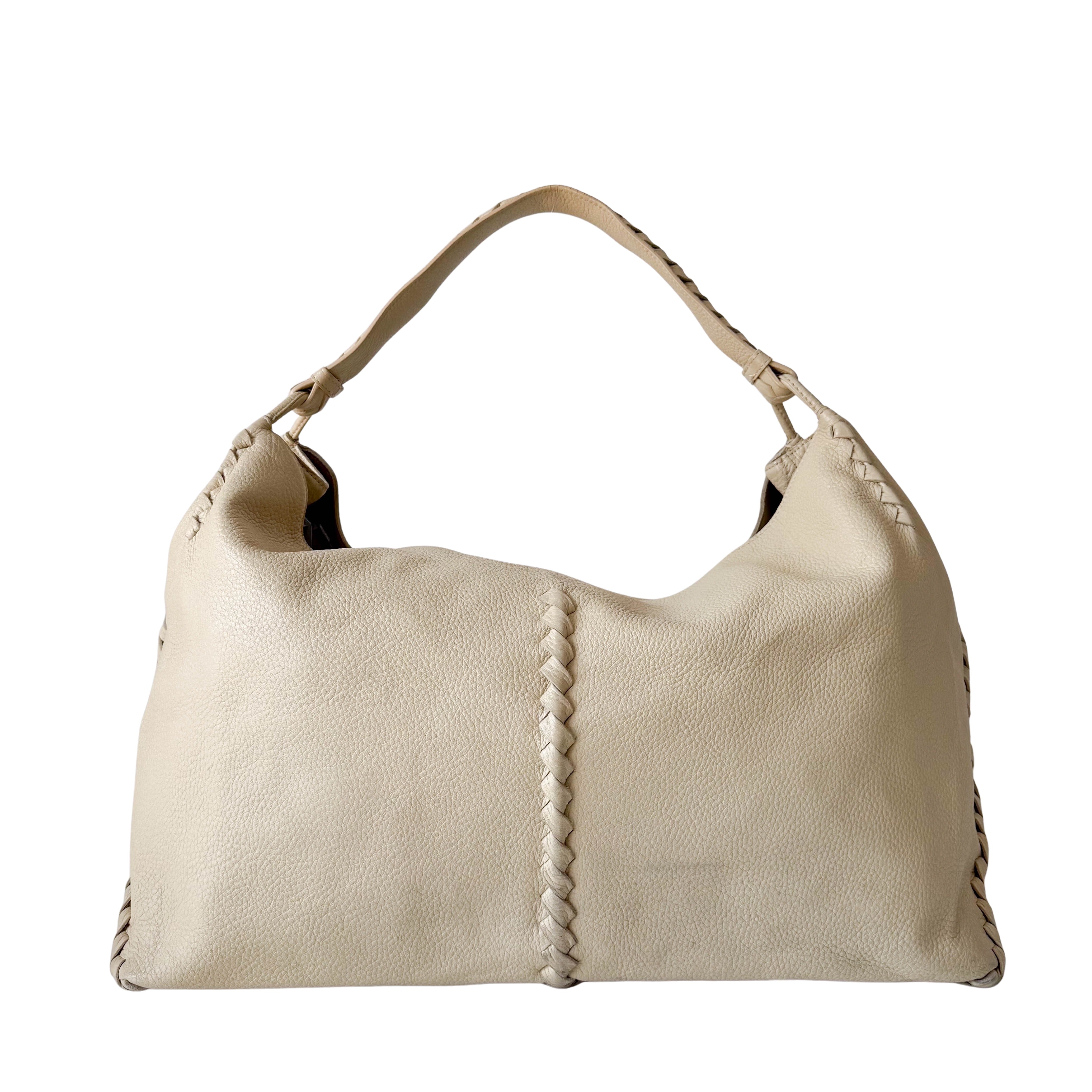 Beige Leather Hobo