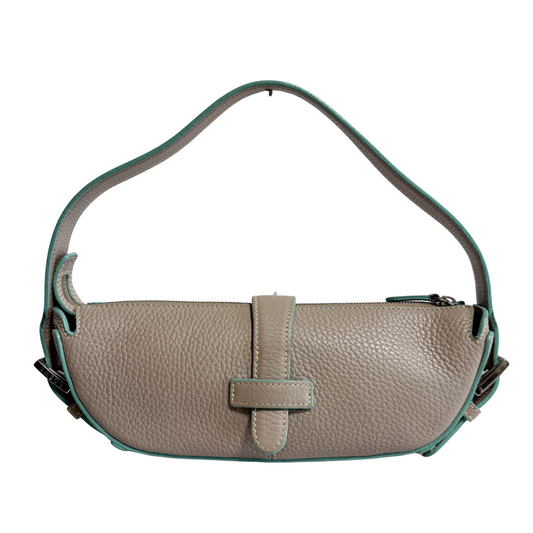 Beige Leather Hobo Shoulder Bag
