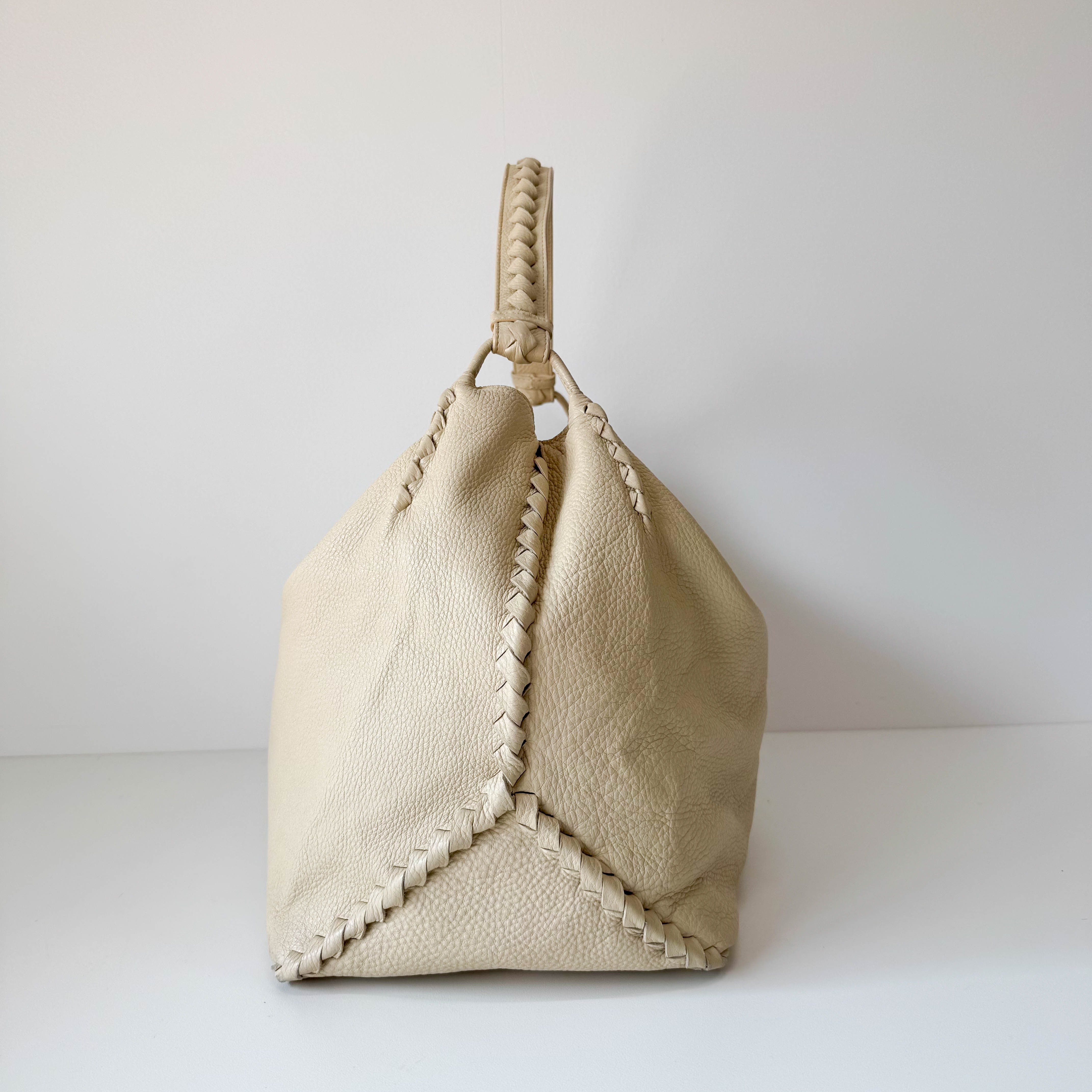 Beige Leather Hobo